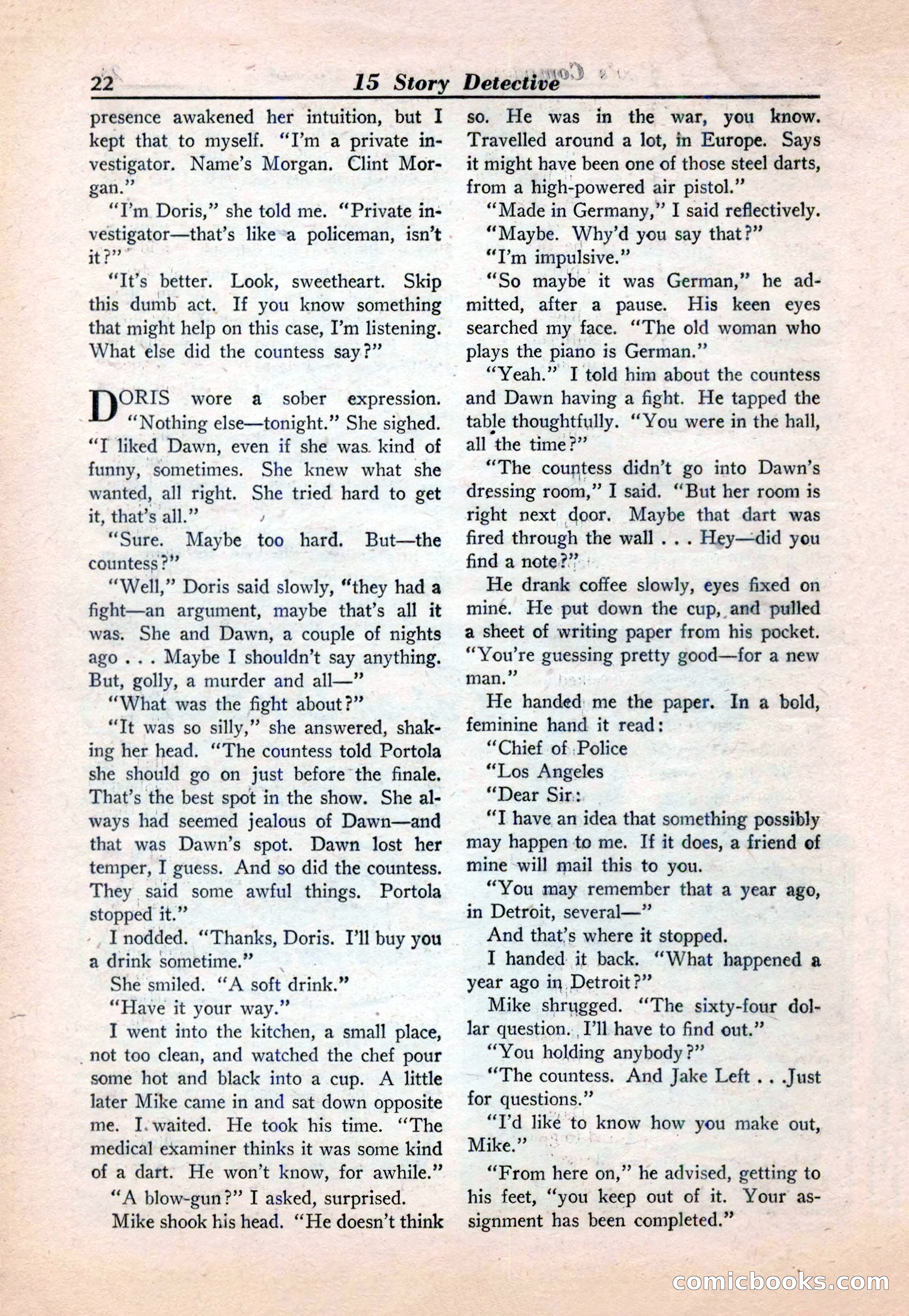 15 Story Detective, April 1950 — page 22: Pulp Fiction, 1950