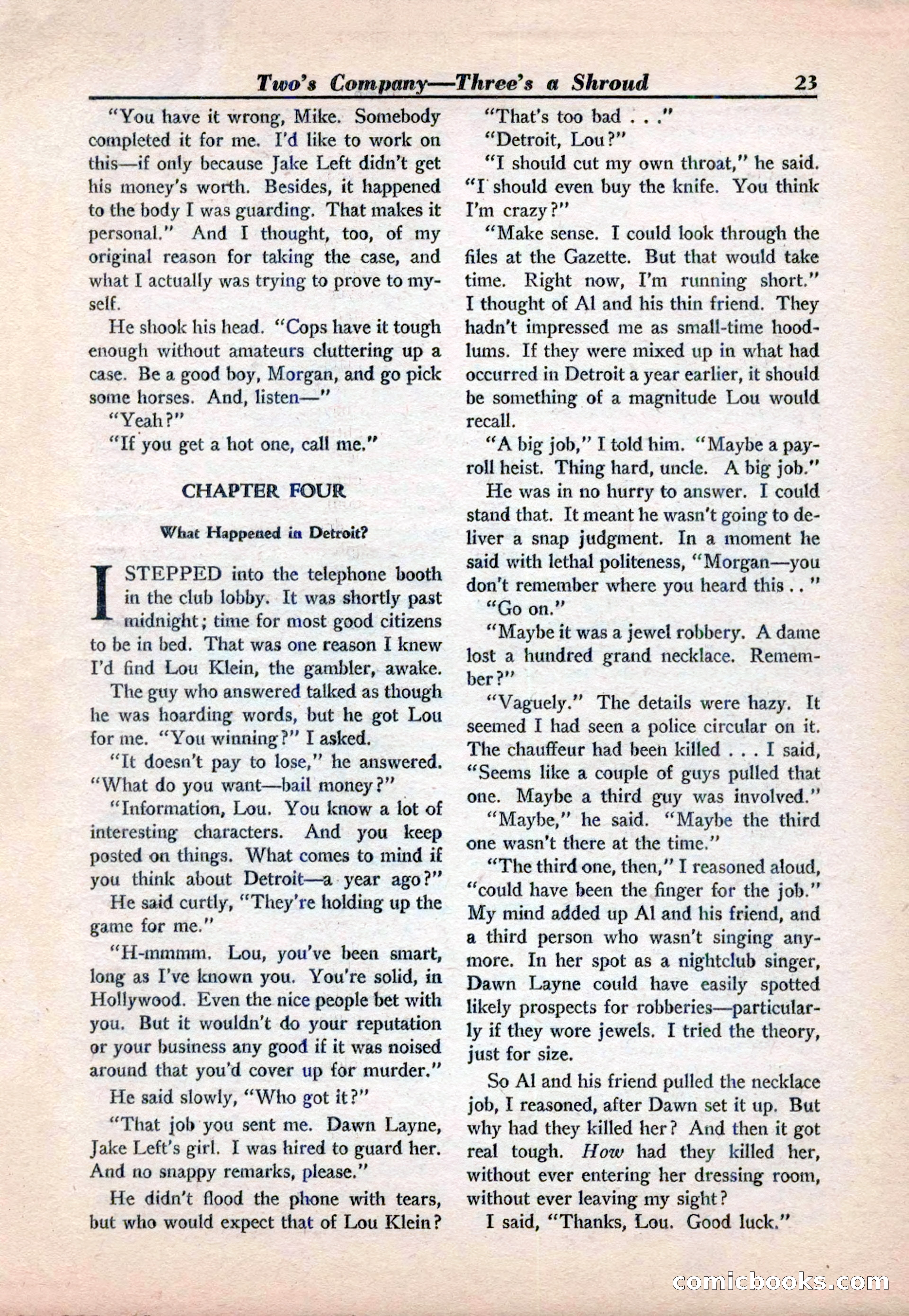 15 Story Detective, April 1950 — page 23: Pulp Fiction, 1950