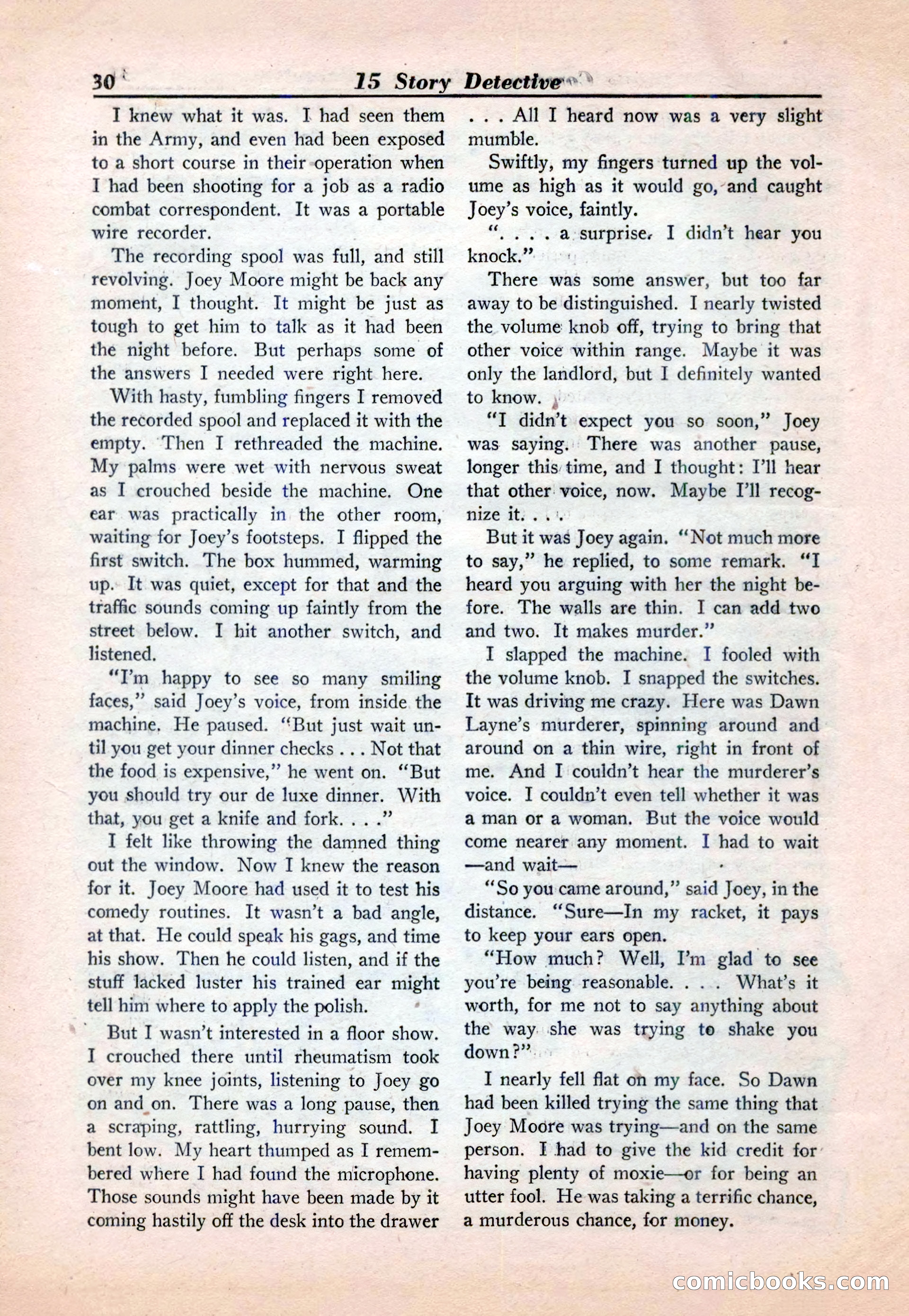 15 Story Detective, April 1950 — page 30: Pulp Fiction, 1950