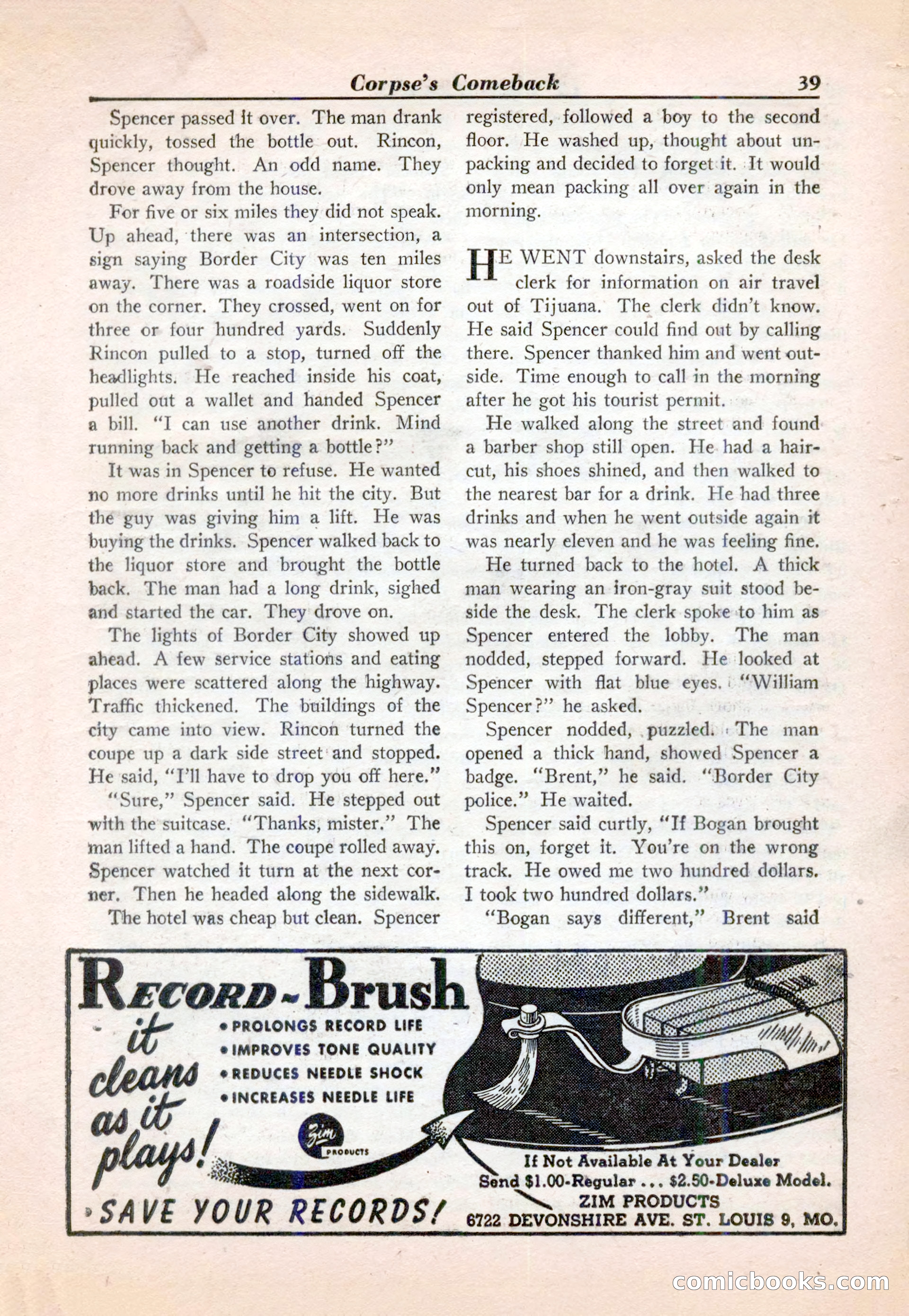15 Story Detective, April 1950 — page 39: Pulp Fiction, 1950