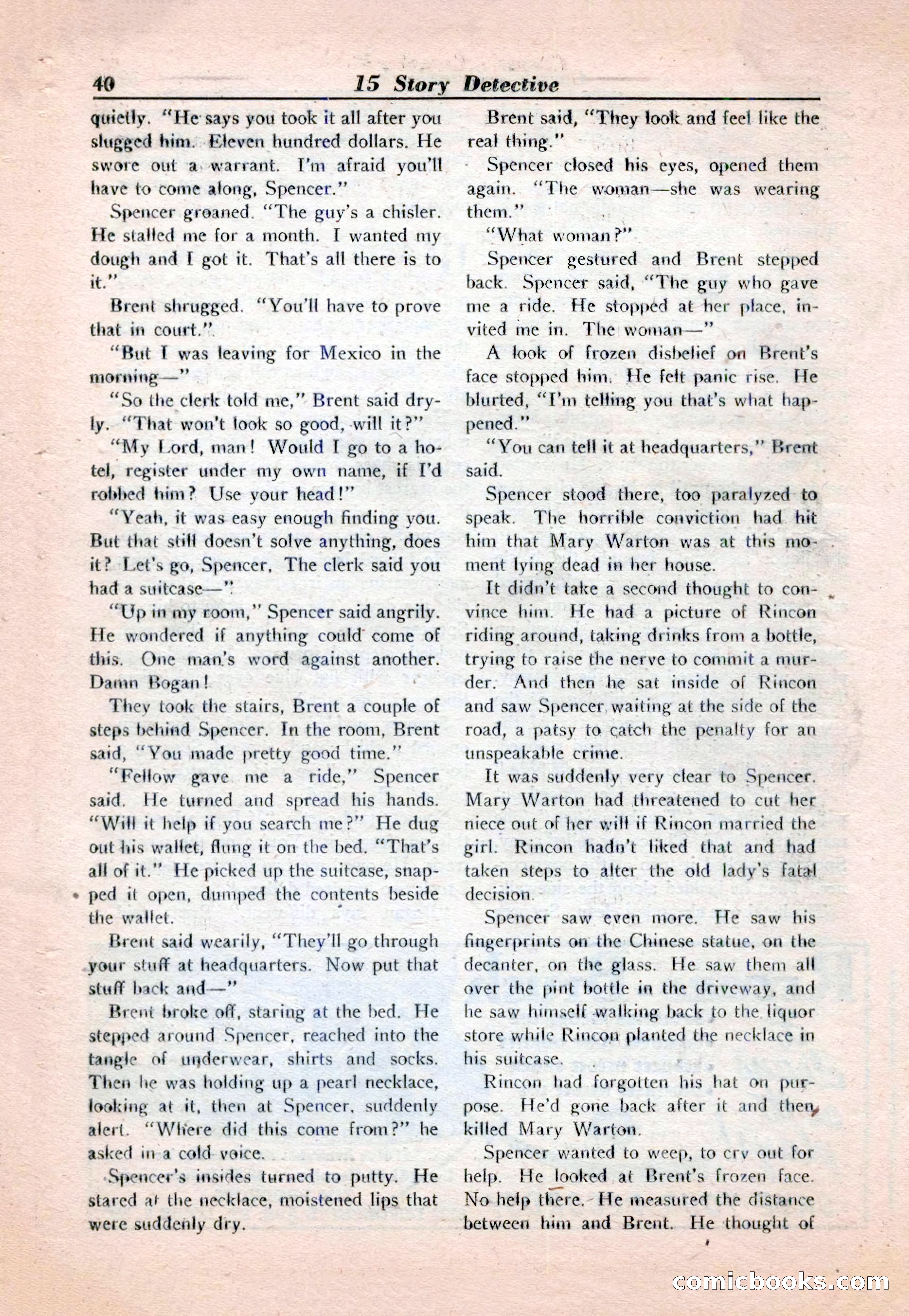 15 Story Detective, April 1950 — page 40: Pulp Fiction, 1950
