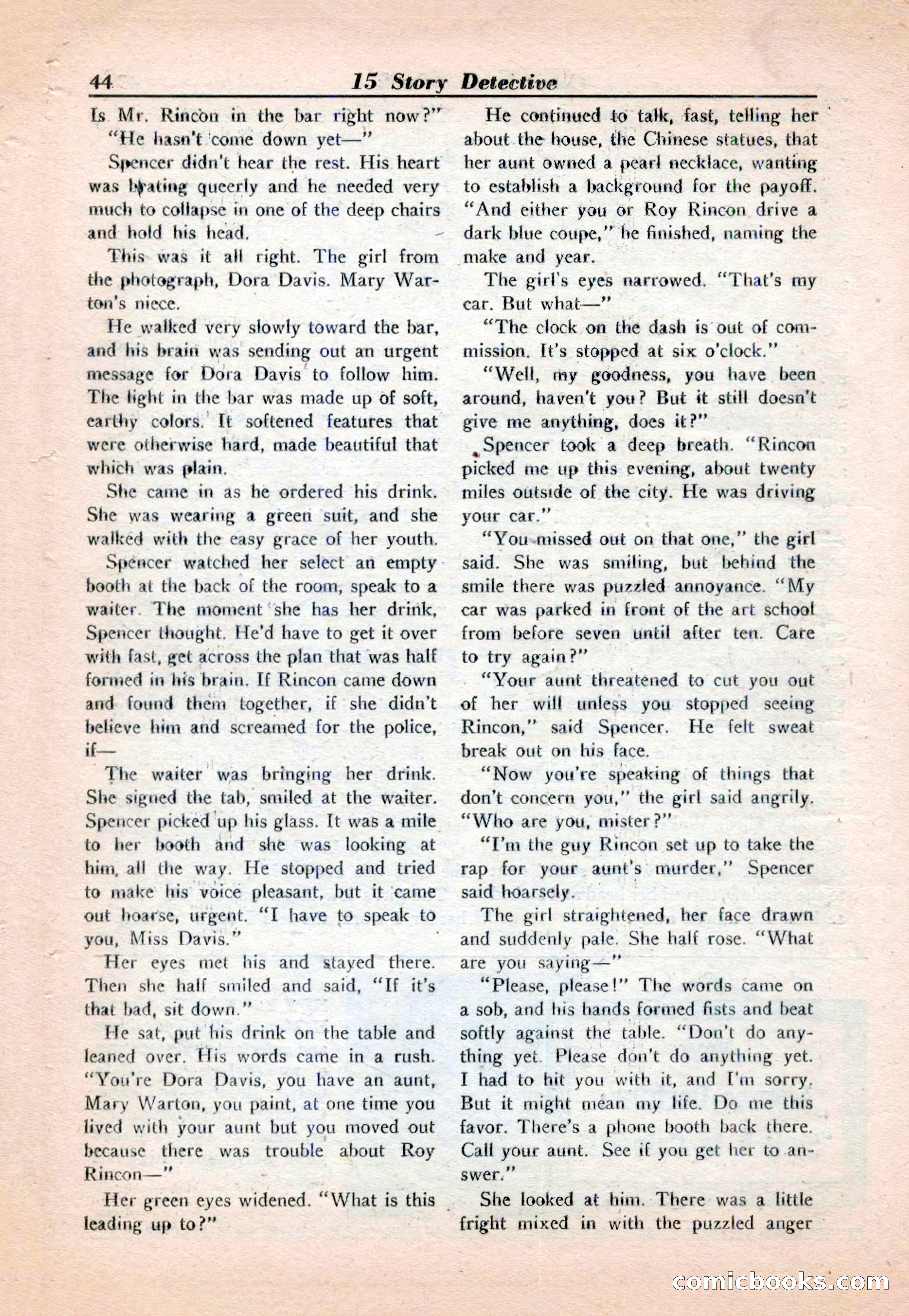 15 Story Detective, April 1950 — page 44: Pulp Fiction, 1950