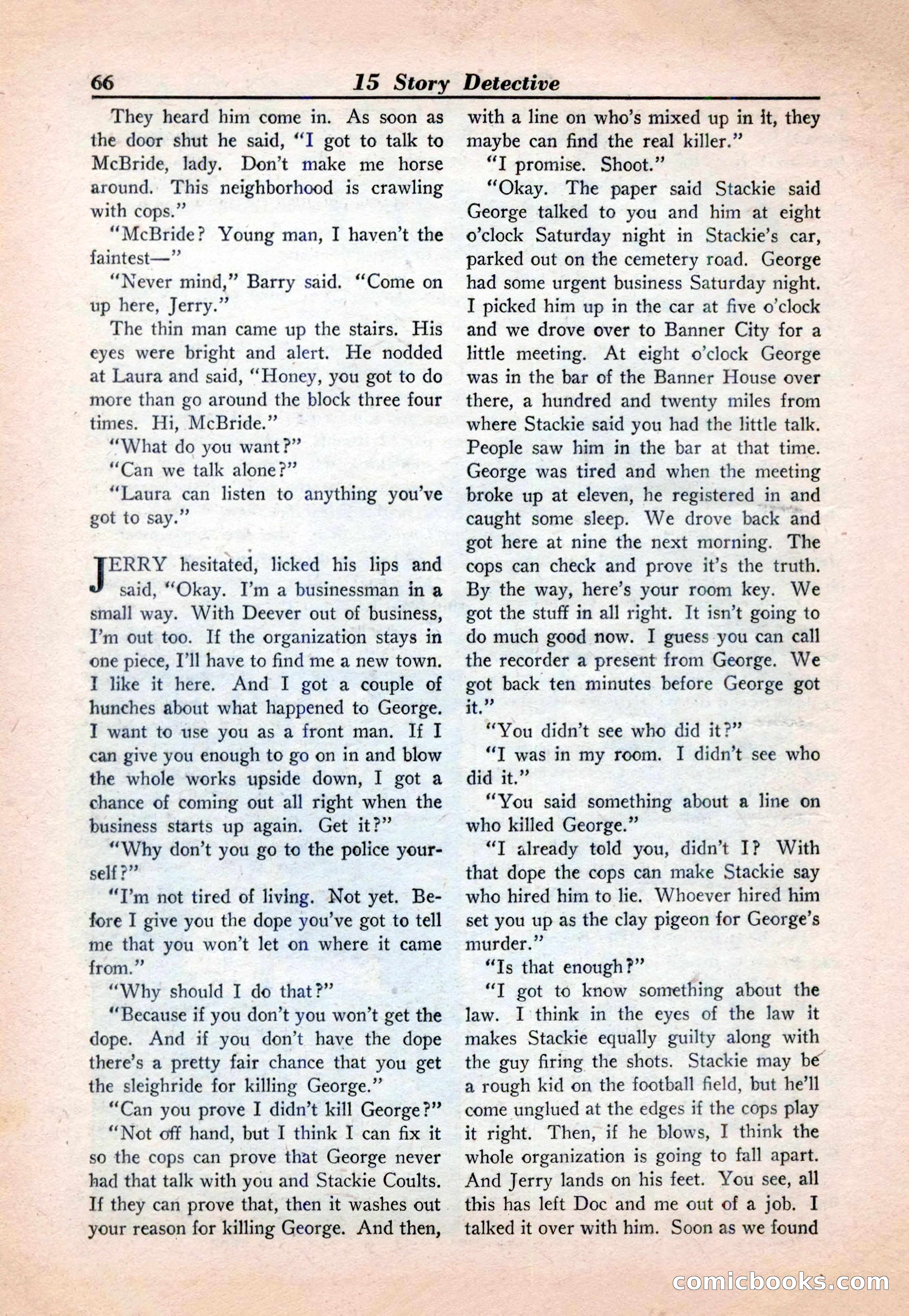 15 Story Detective, April 1950 — page 66: Pulp Fiction, 1950