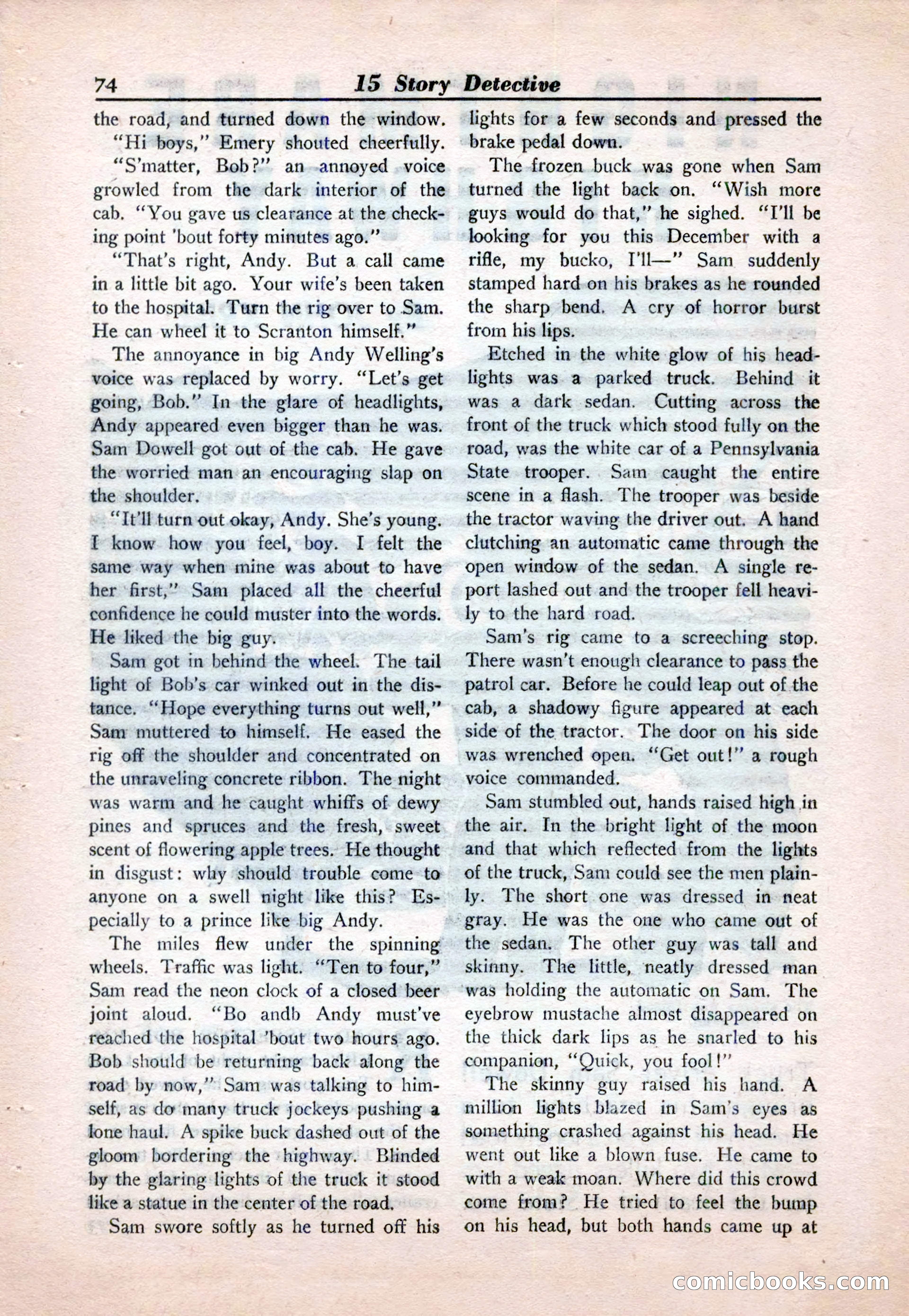 15 Story Detective, April 1950 — page 74: Pulp Fiction, 1950