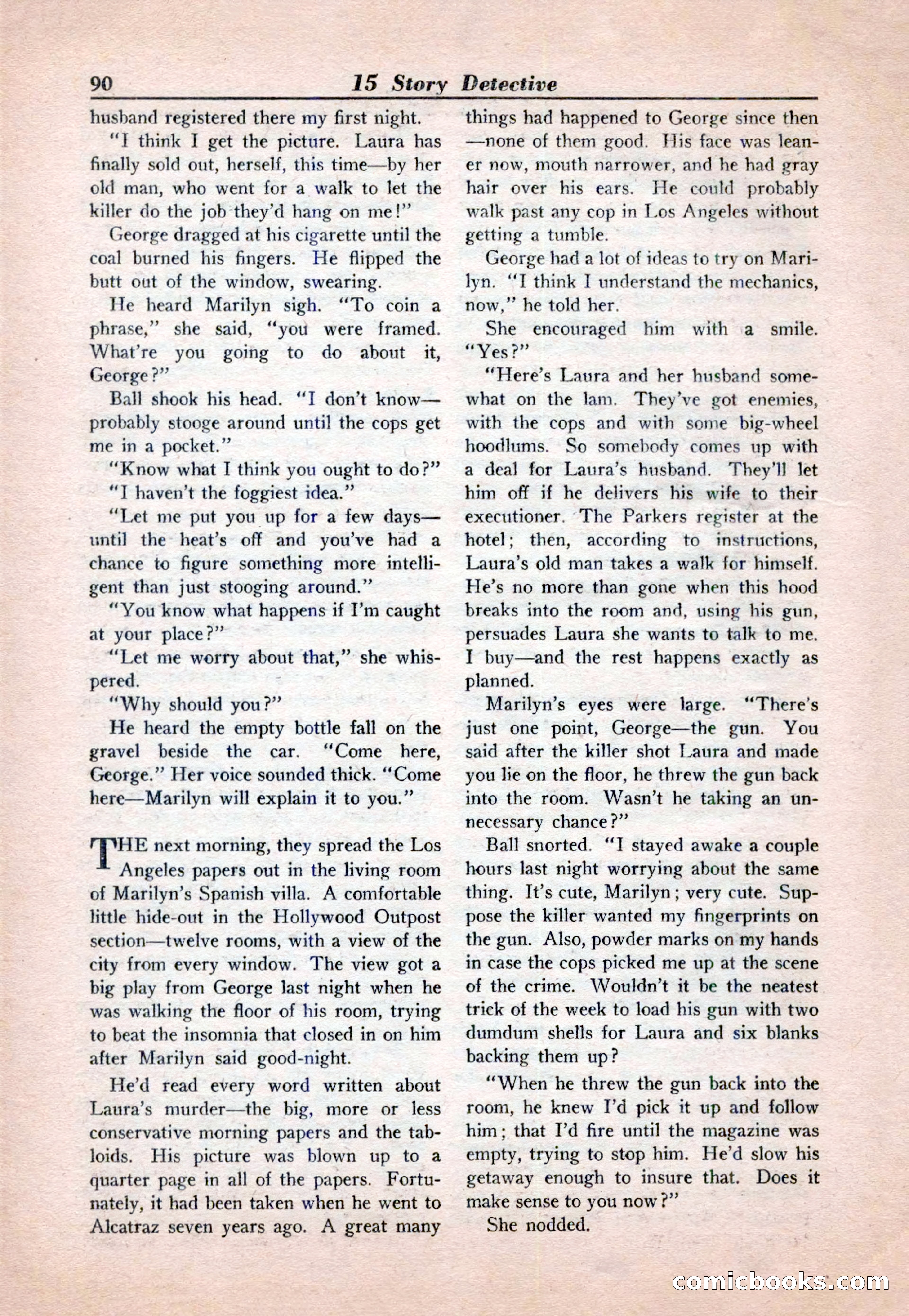 15 Story Detective, April 1950 — page 90: Pulp Fiction, 1950