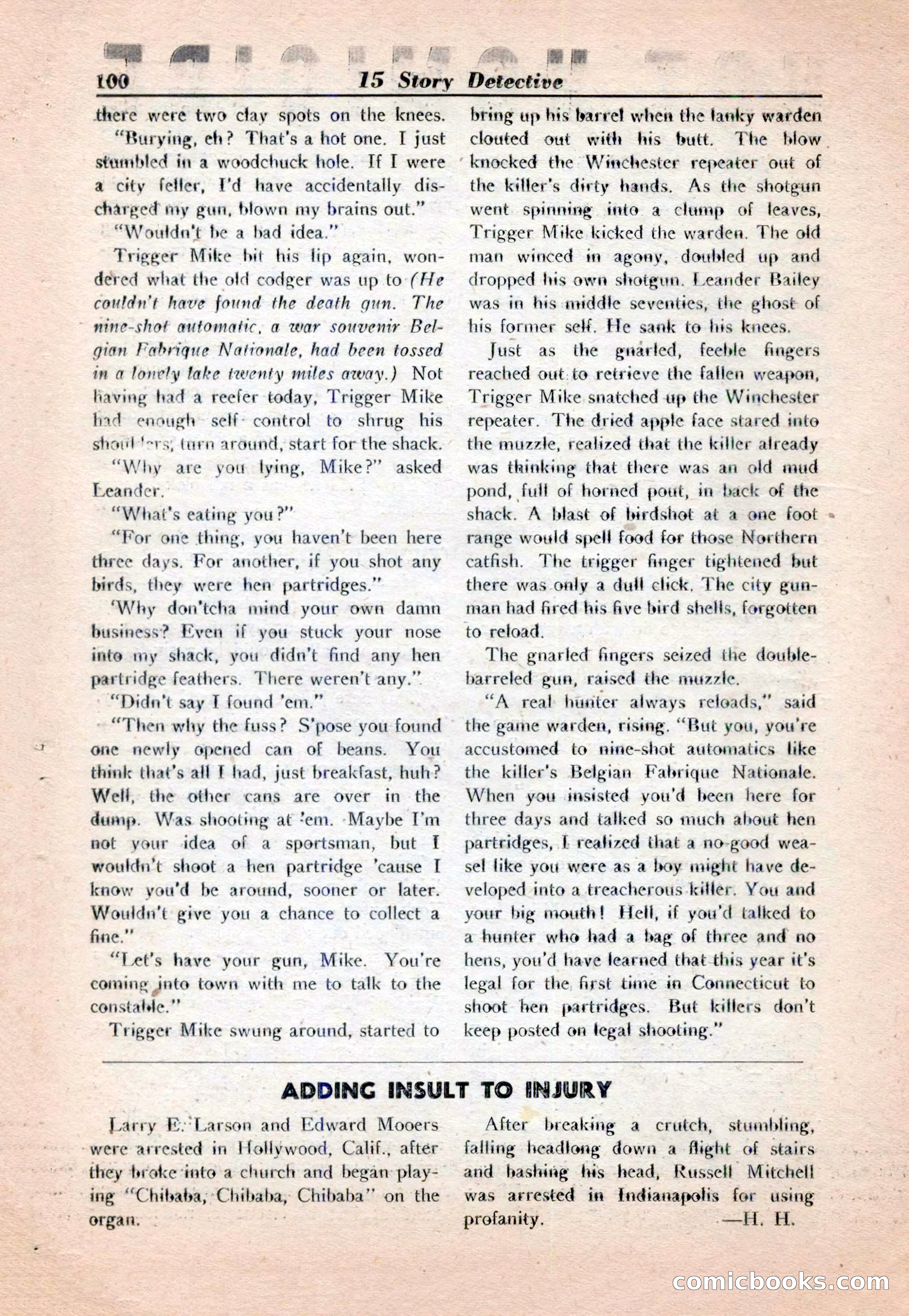 15 Story Detective, April 1950 — page 100: Pulp Fiction, 1950