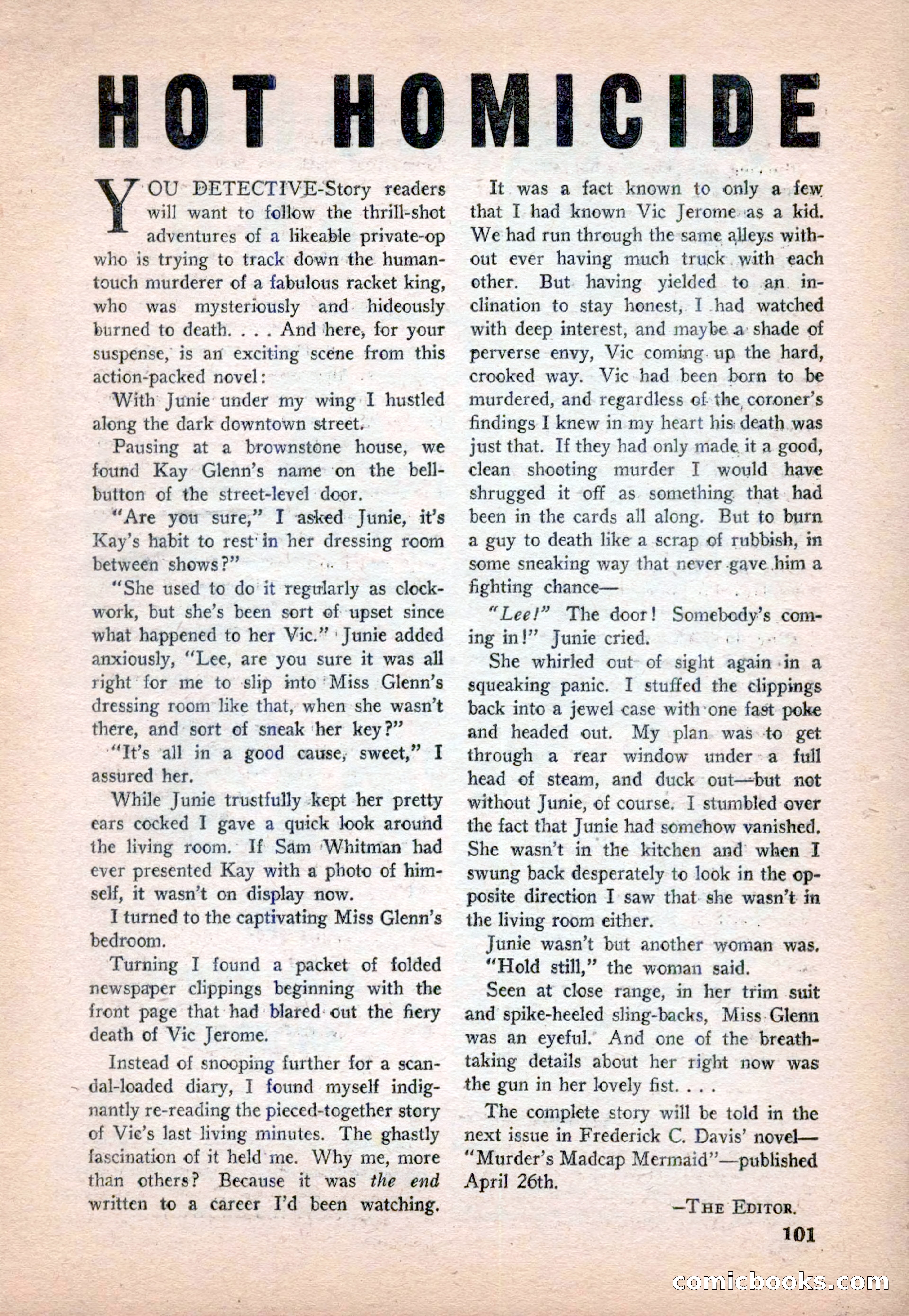 15 Story Detective, April 1950 — page 101: Pulp Fiction, 1950