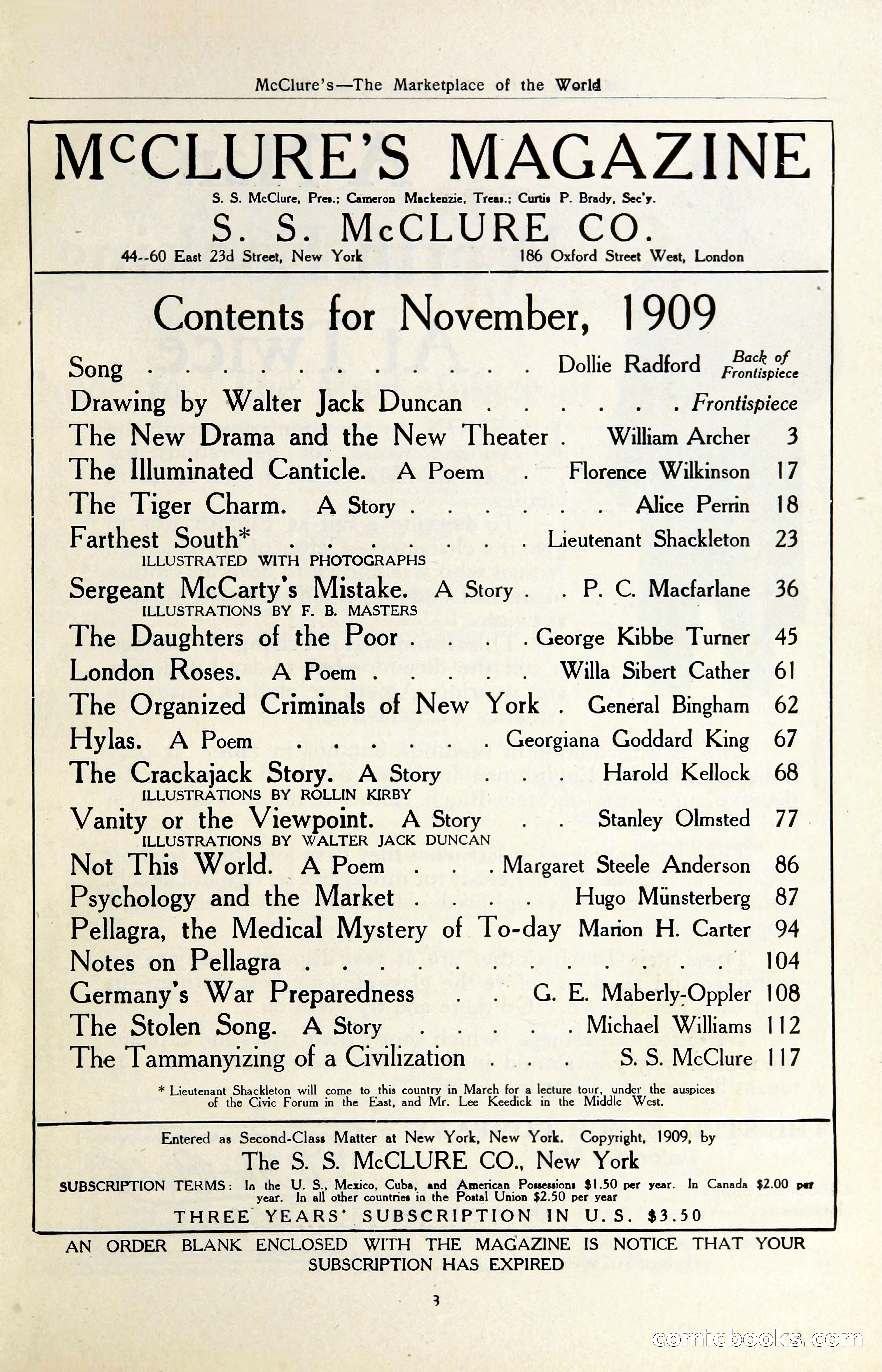 McClure's Magazine, November 1909 — page 2: Pulp Fiction, 1909