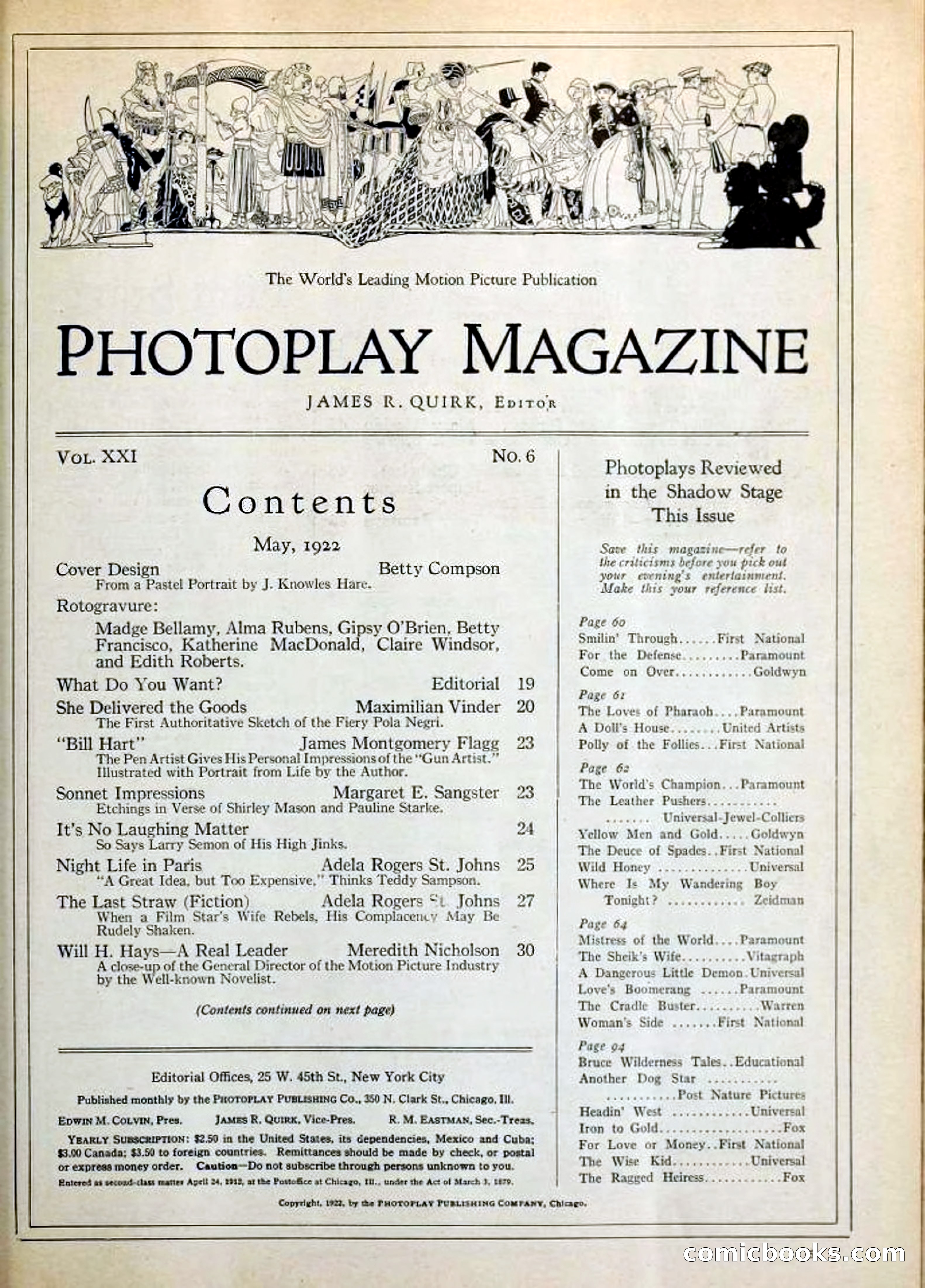 Photoplay Magazine Cover — page 5: Pulp Fiction, 1922