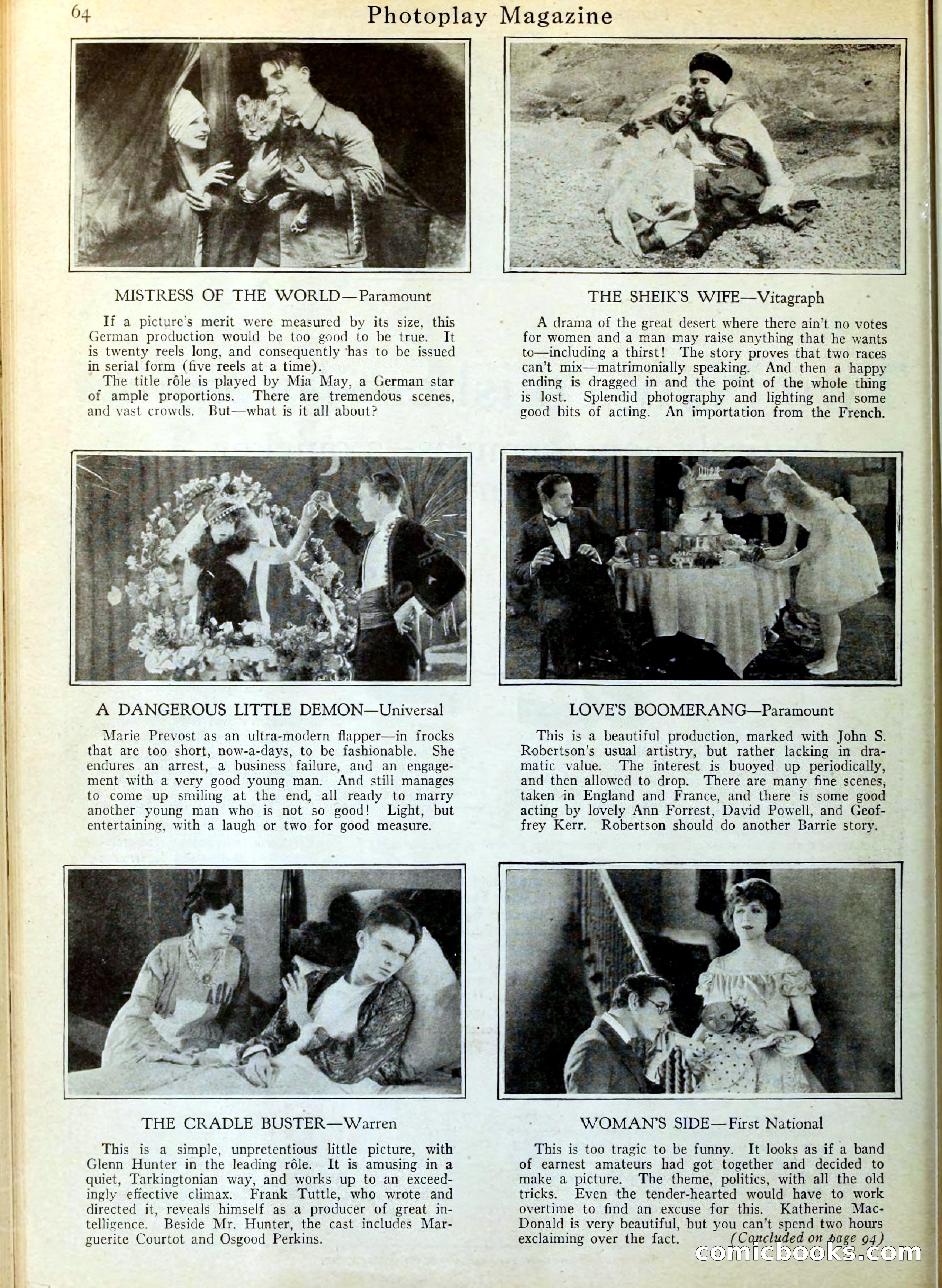 Photoplay Magazine Cover — page 64: Pulp Fiction, 1922