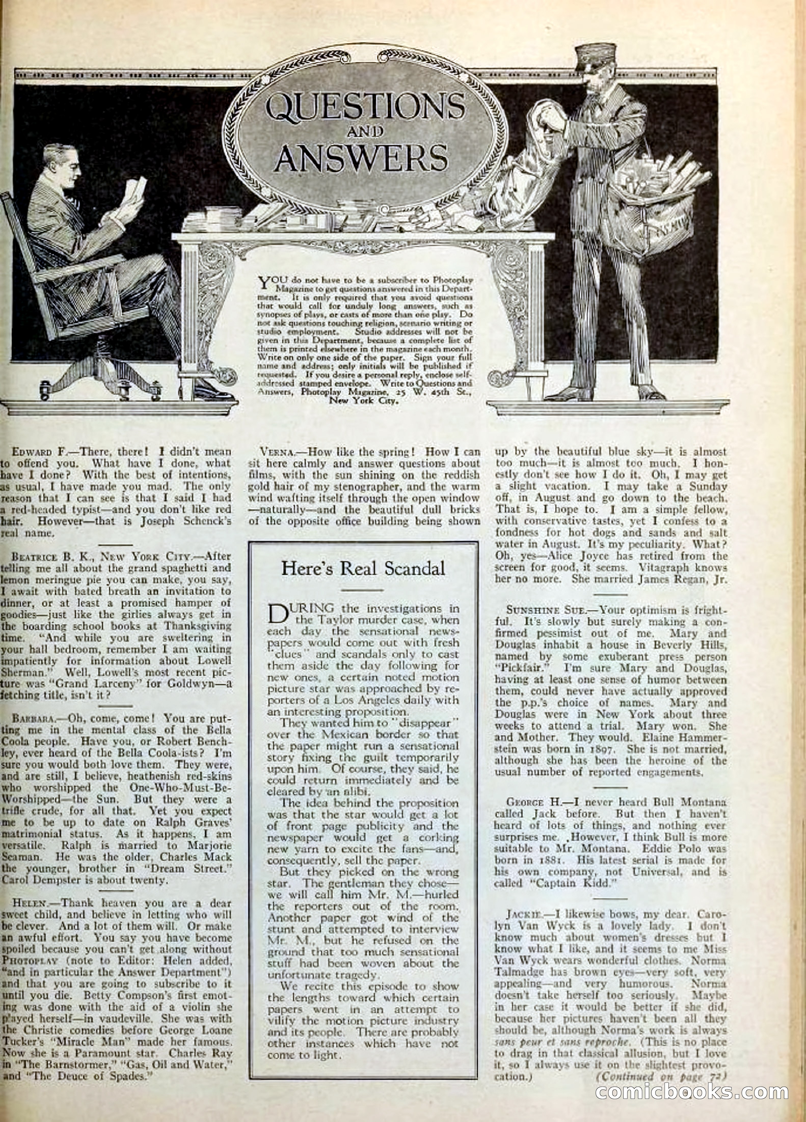 Photoplay Magazine Cover — page 71: Pulp Fiction, 1922