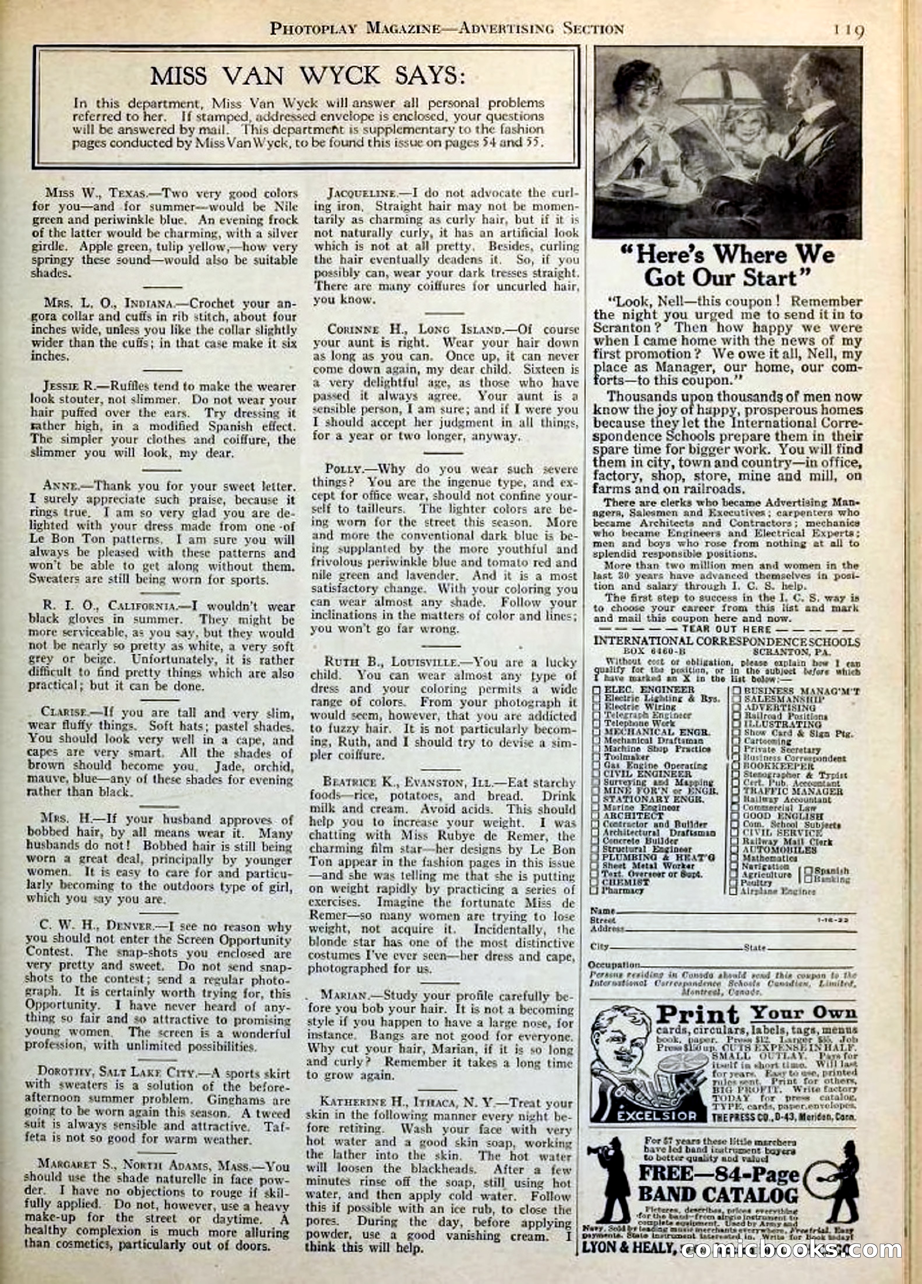 Photoplay Magazine Cover — page 119: Pulp Fiction, 1922