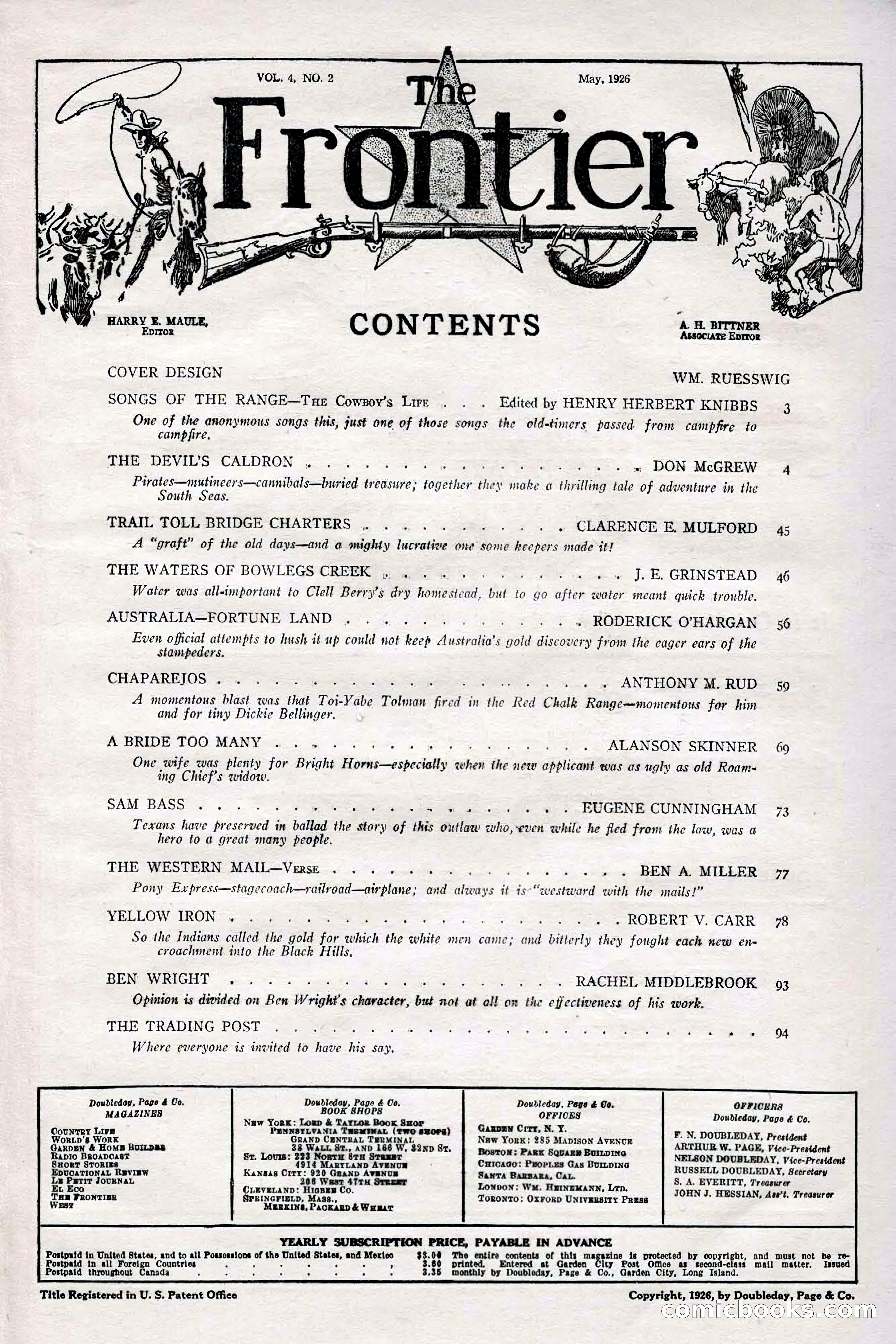 The Frontier, May 1926 — page 11: Pulp Fiction, 1926