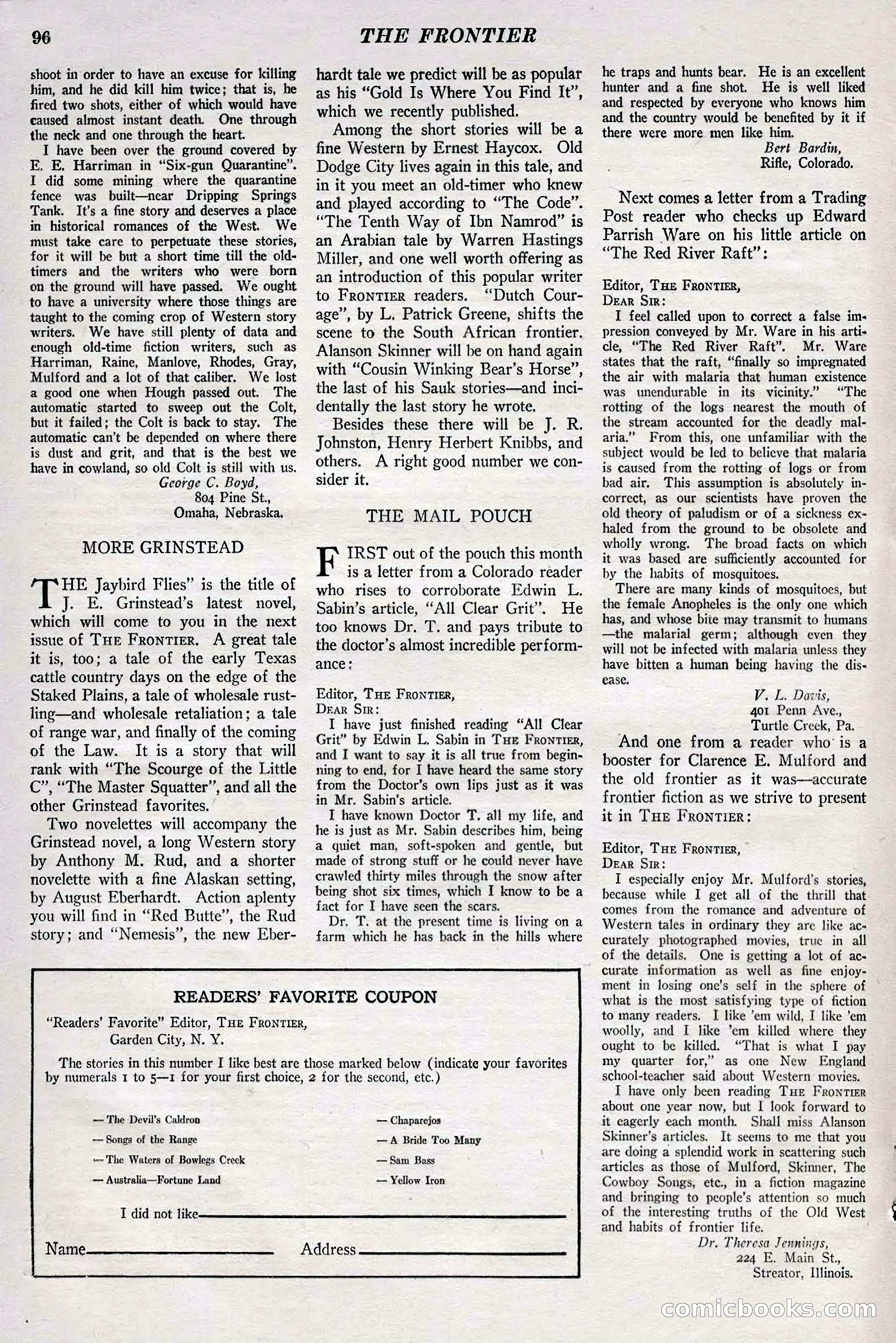 The Frontier, May 1926 — page 106: Pulp Fiction, 1926