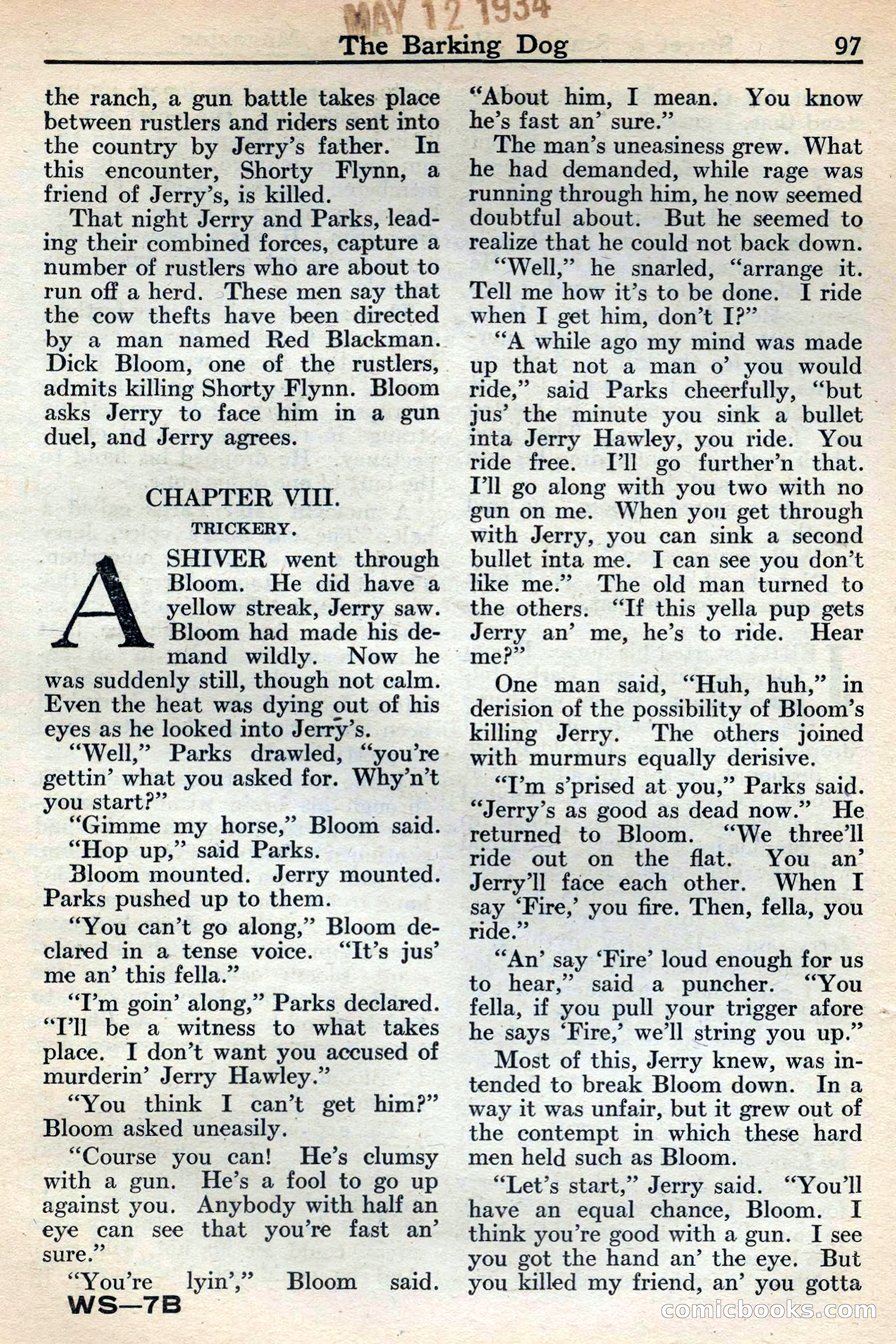Western Story Magazine, May 12, 1934 — page 99: Pulp Fiction, 1934