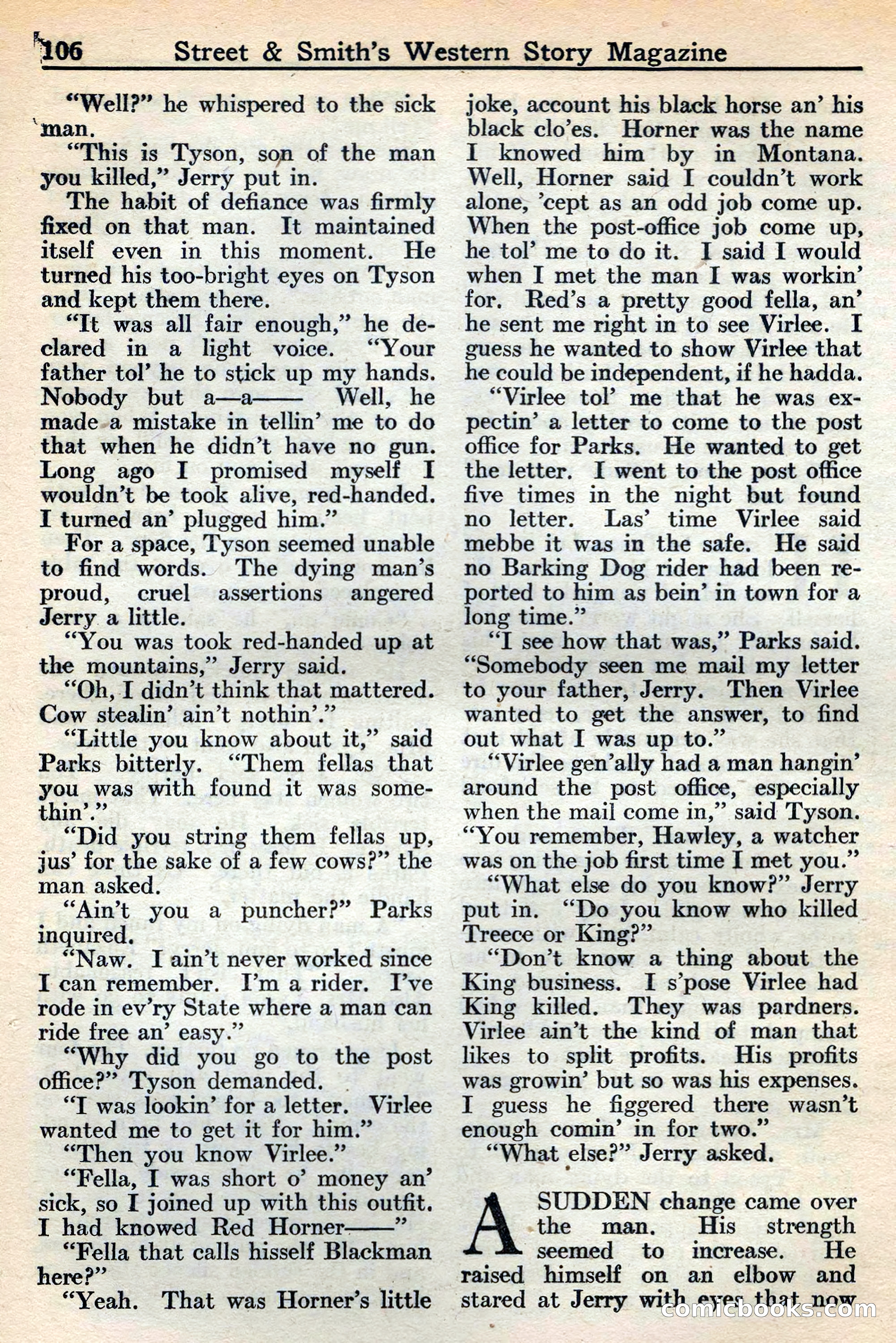 Western Story Magazine, May 12, 1934 — page 108: Pulp Fiction, 1934