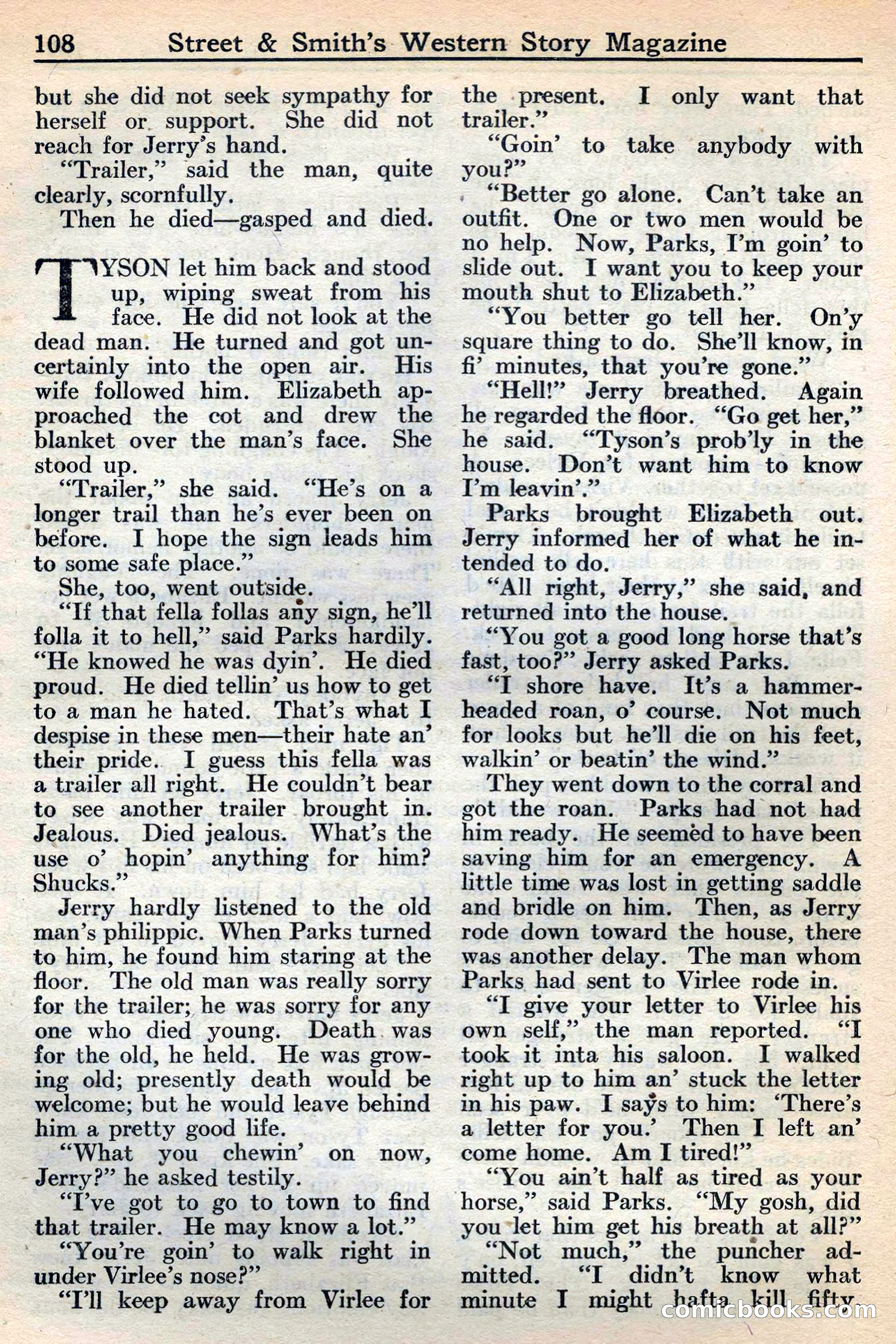 Western Story Magazine, May 12, 1934 — page 110: Pulp Fiction, 1934