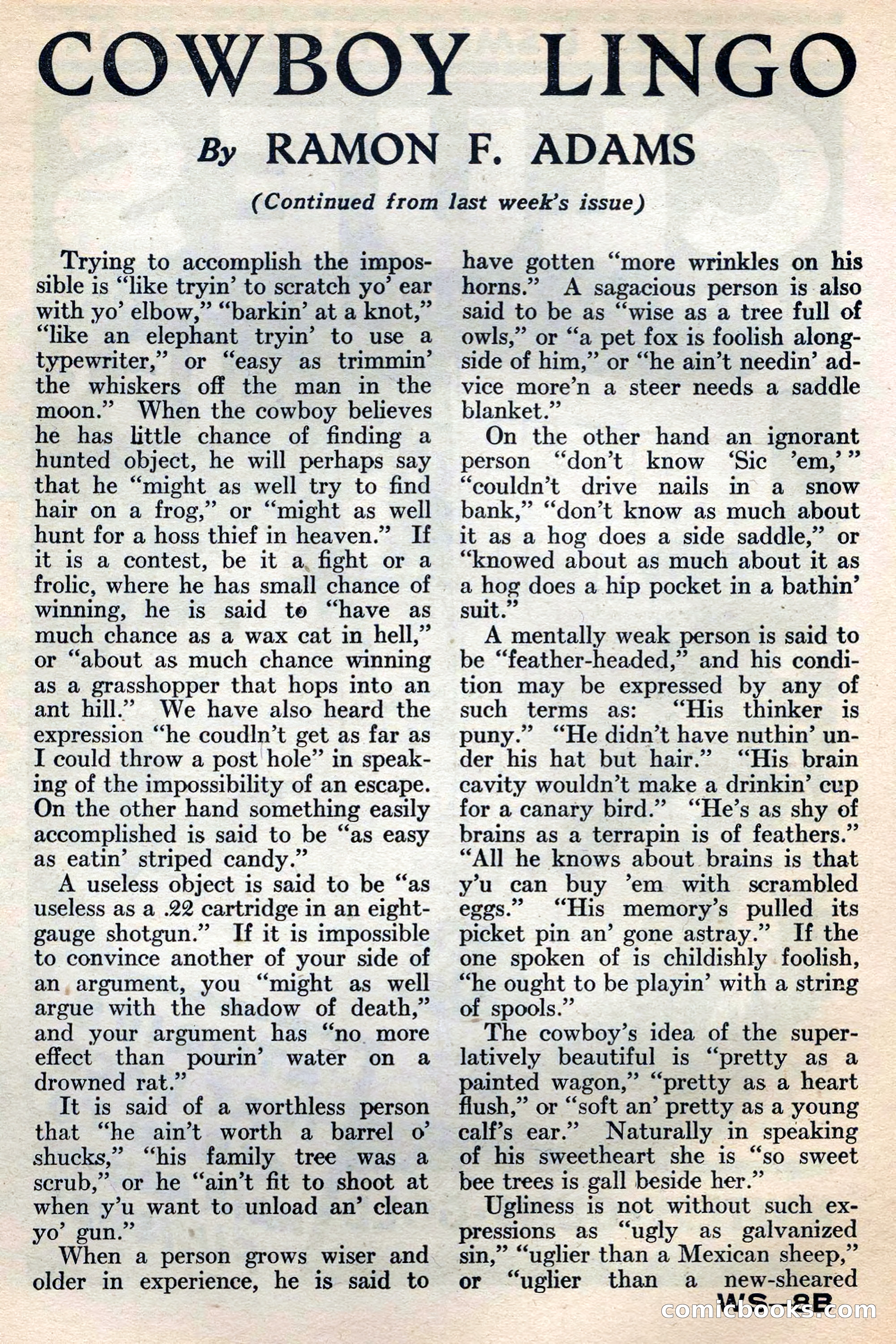 Western Story Magazine, May 12, 1934 — page 130: Pulp Fiction, 1934