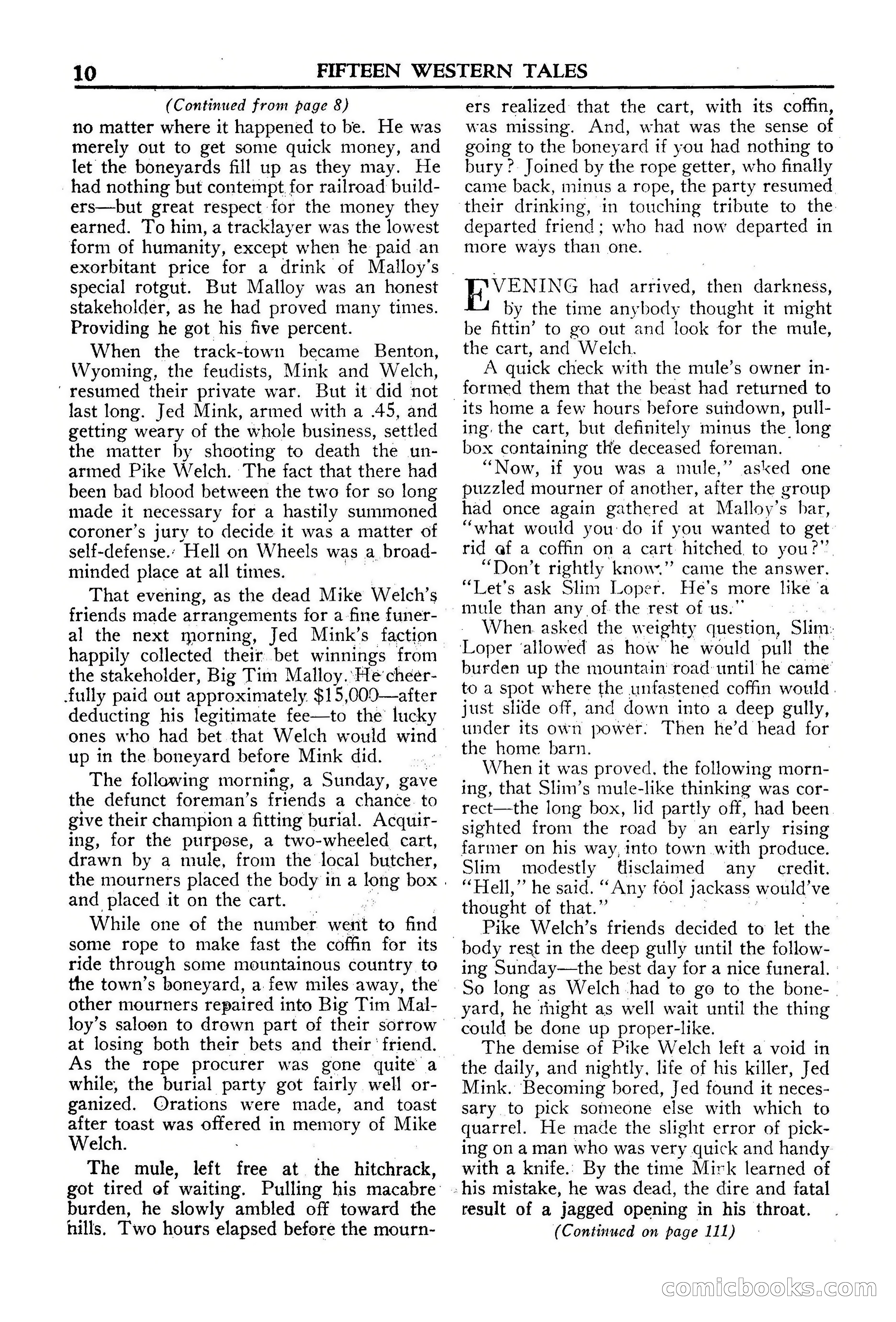 Fifteen Western Tales, January 1953 — page 10: Pulp Fiction, 1953