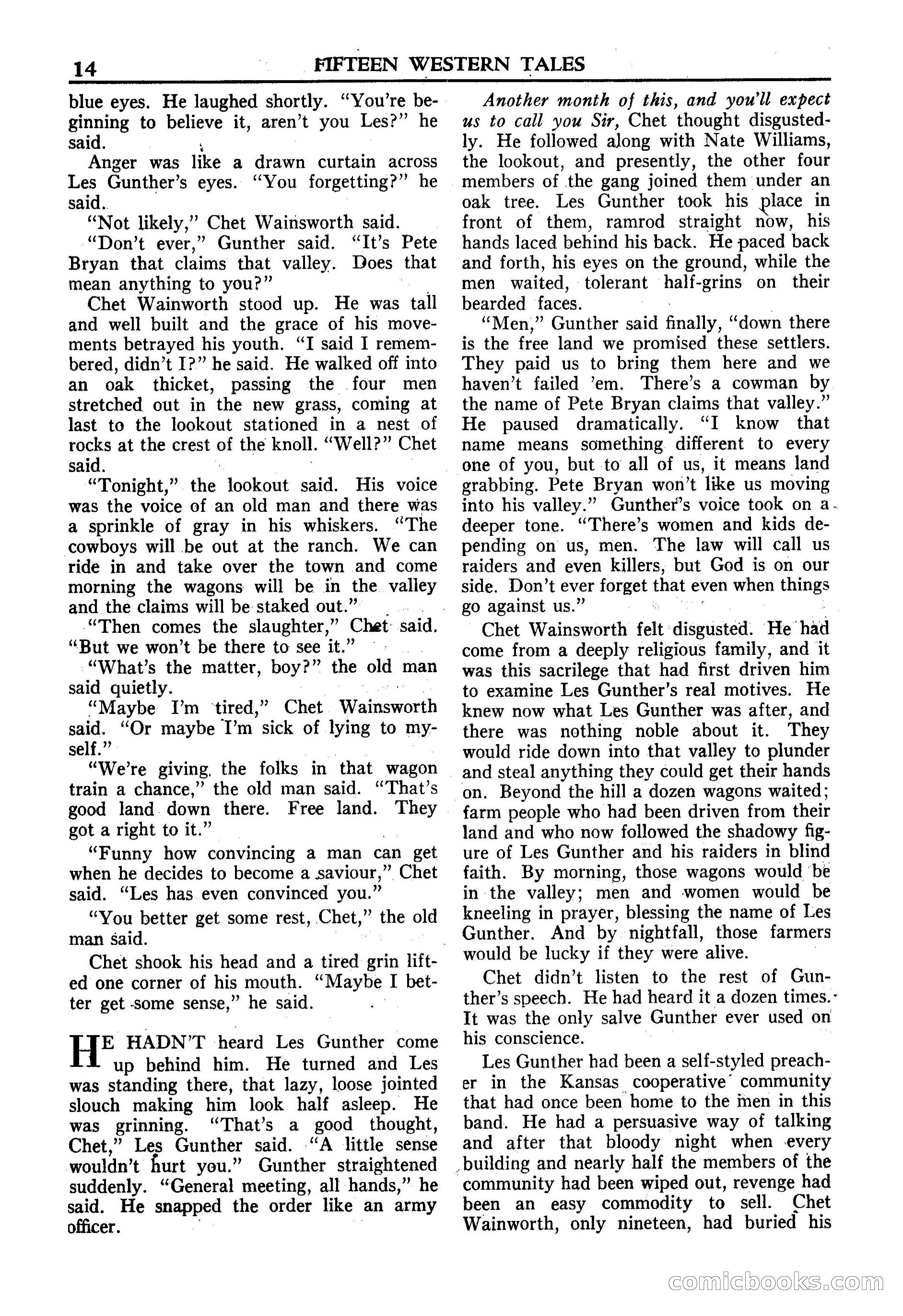 Fifteen Western Tales, January 1953 — page 14: Pulp Fiction, 1953