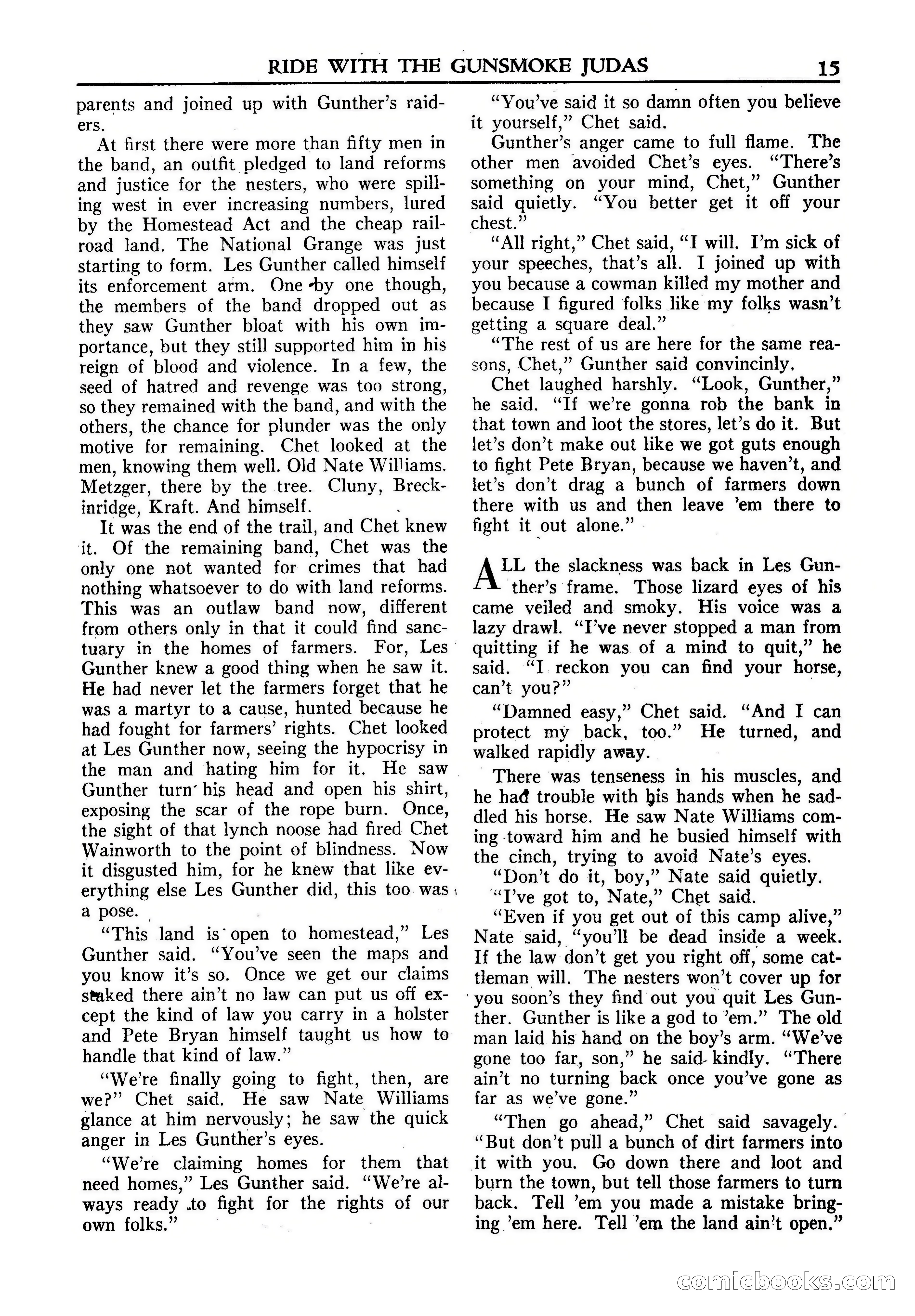 Fifteen Western Tales, January 1953 — page 15: Pulp Fiction, 1953