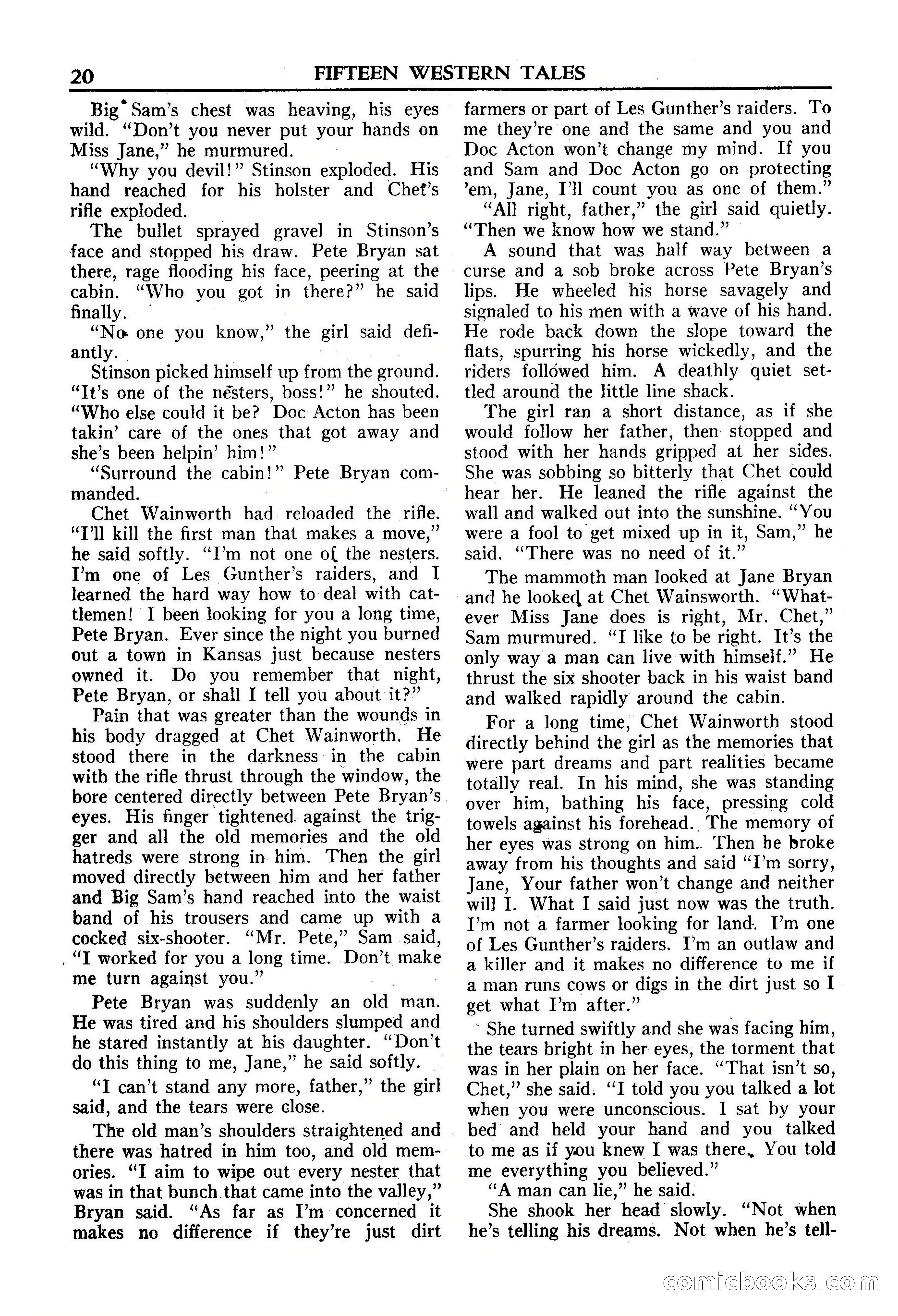 Fifteen Western Tales, January 1953 — page 20: Pulp Fiction, 1953
