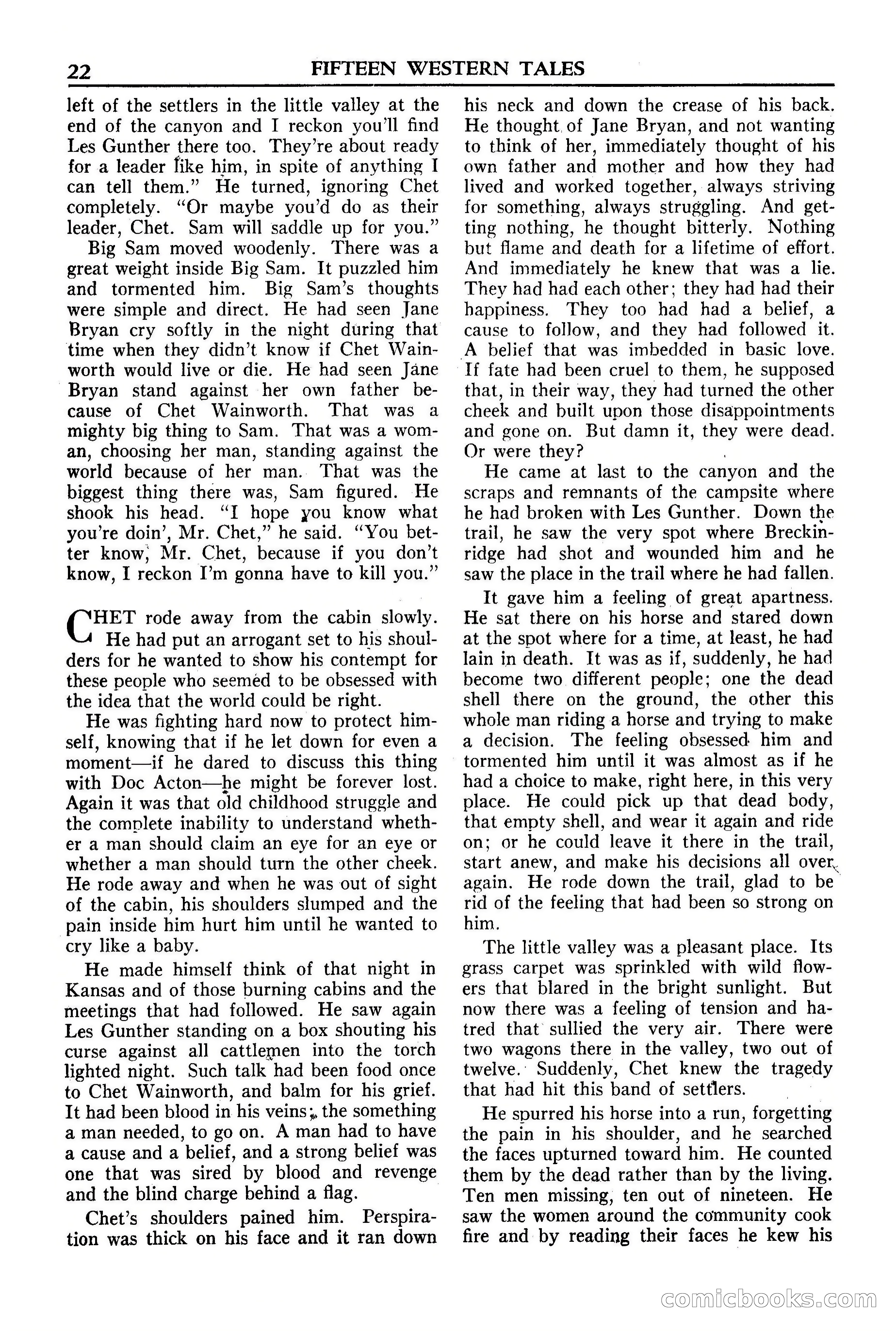 Fifteen Western Tales, January 1953 — page 22: Pulp Fiction, 1953