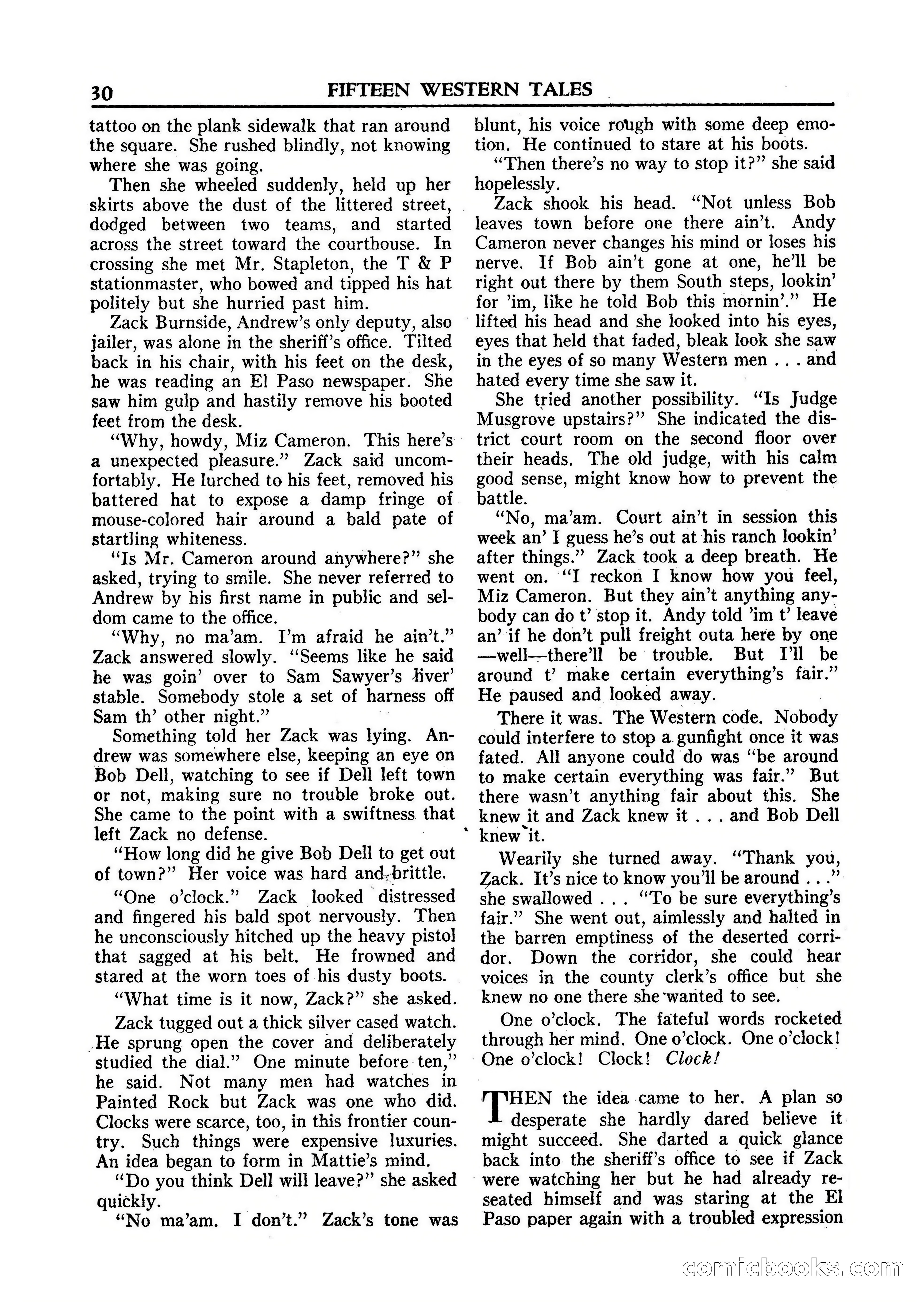 Fifteen Western Tales, January 1953 — page 30: Pulp Fiction, 1953