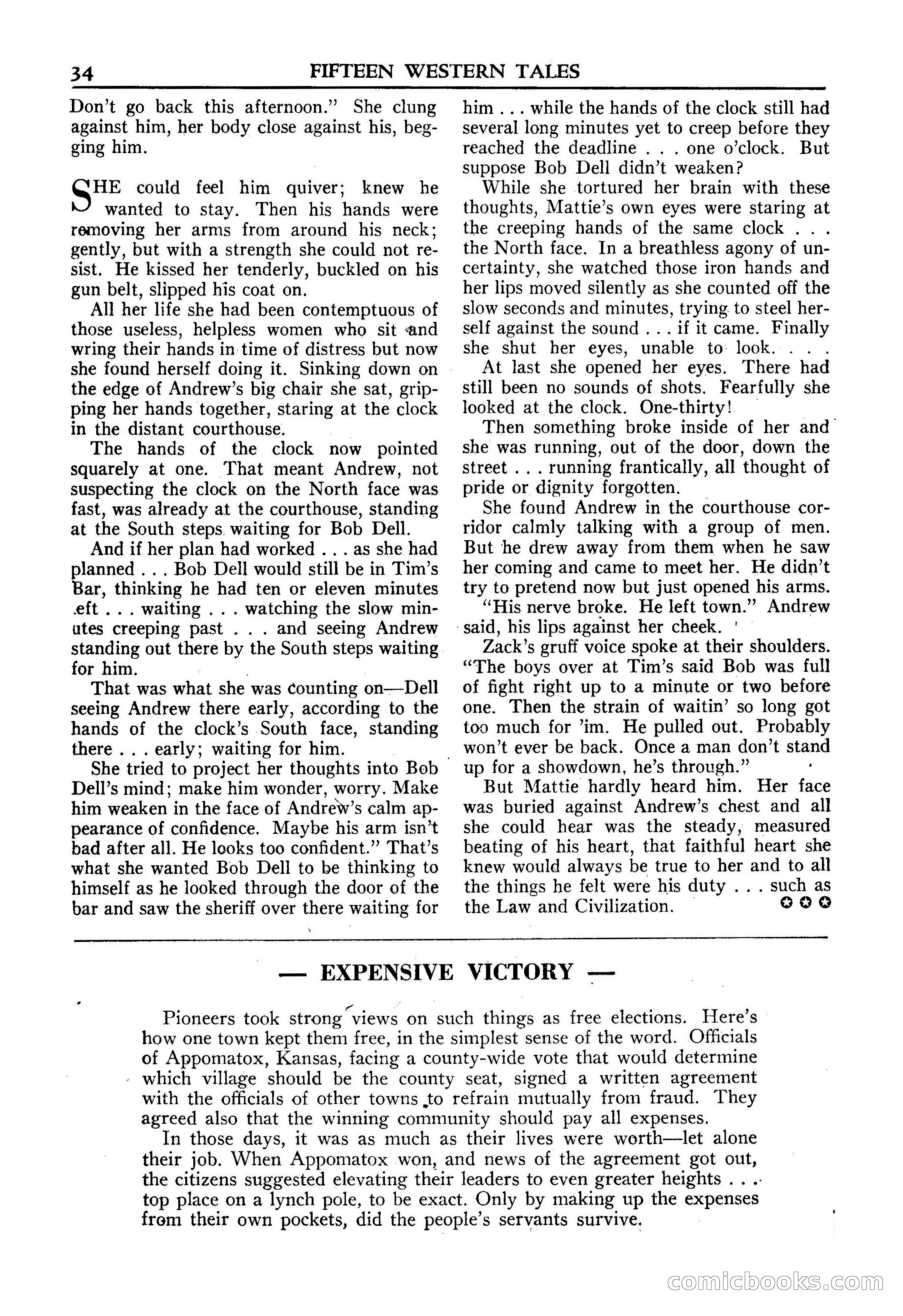 Fifteen Western Tales, January 1953 — page 34: Pulp Fiction, 1953