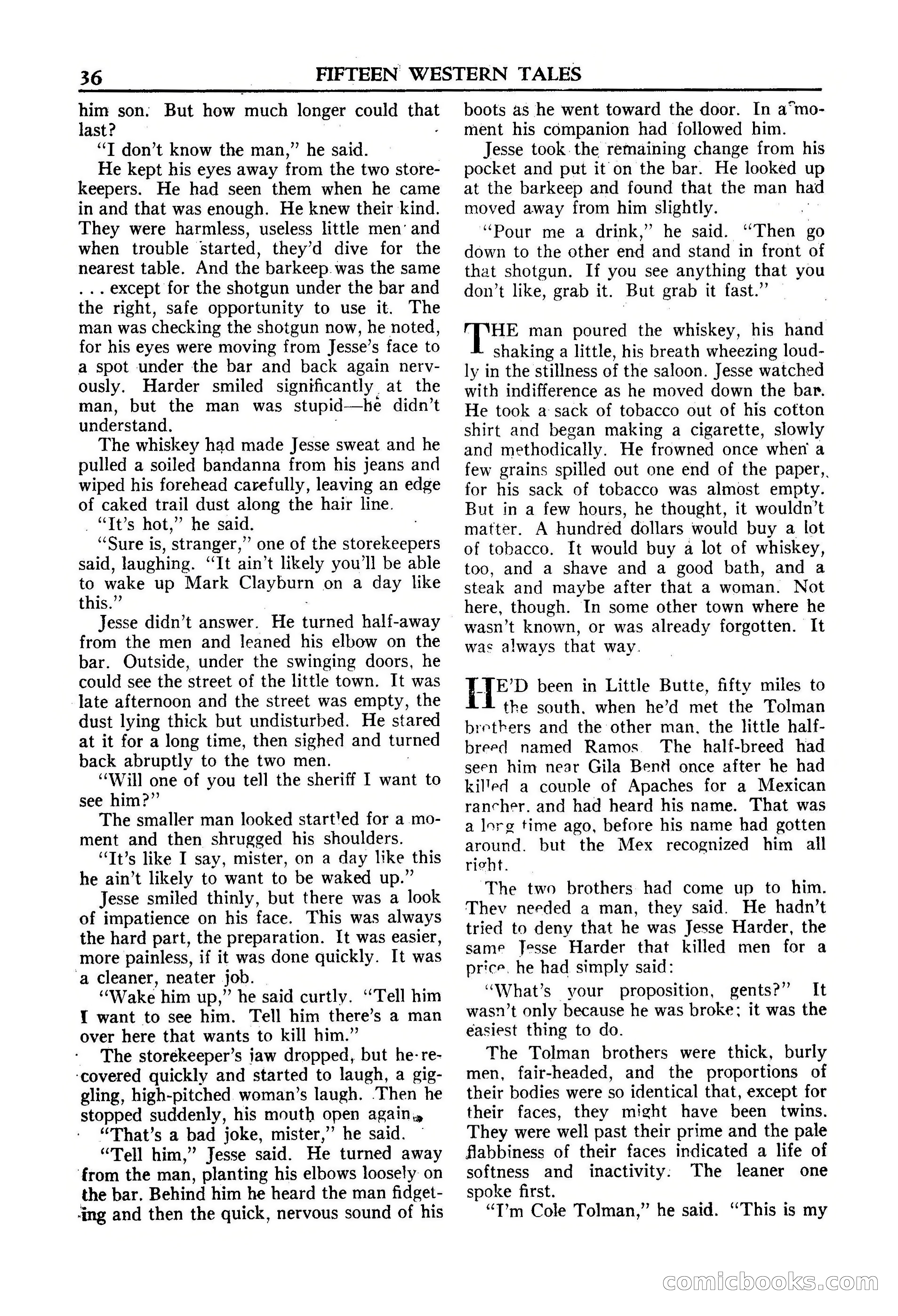 Fifteen Western Tales, January 1953 — page 36: Pulp Fiction, 1953