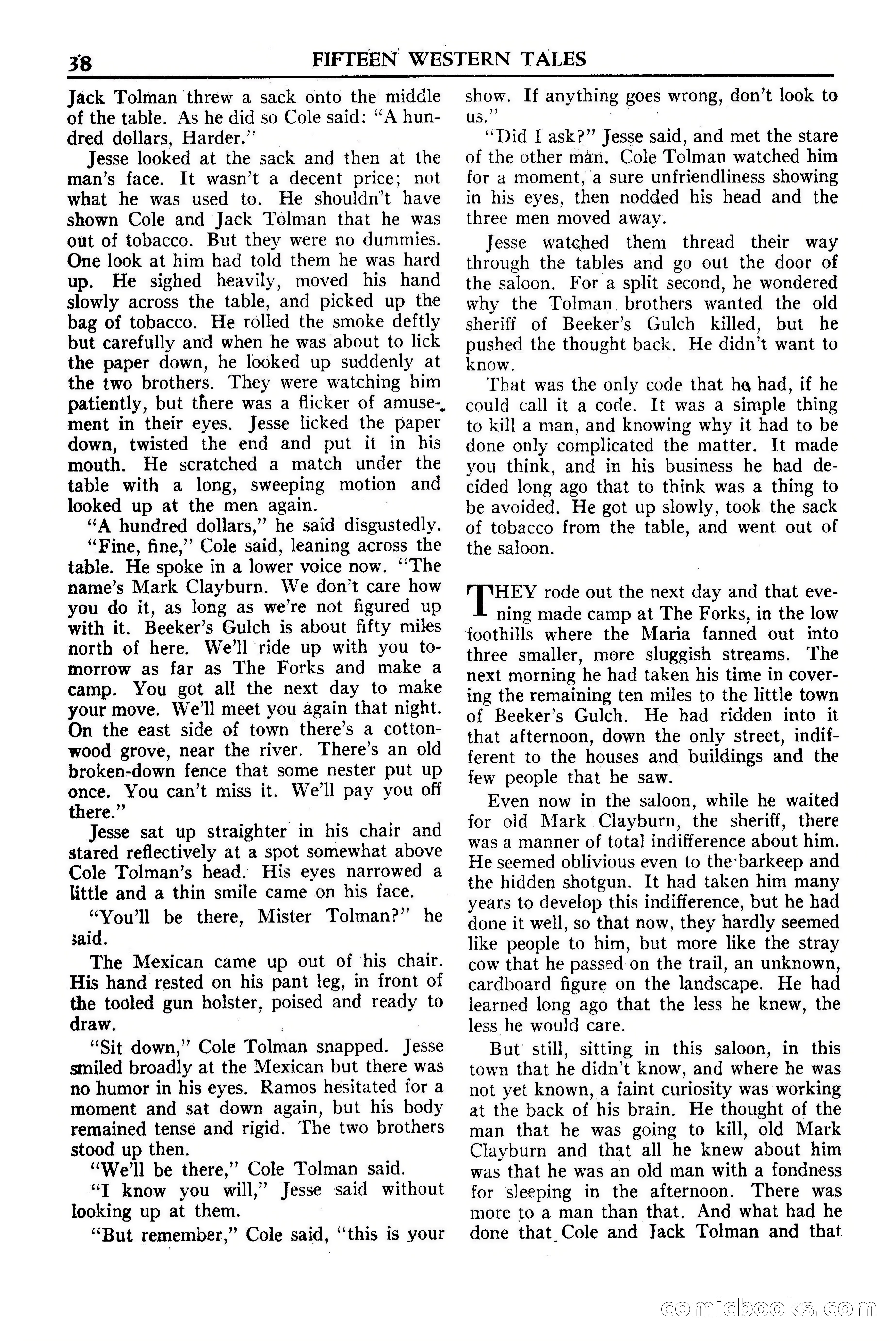 Fifteen Western Tales, January 1953 — page 38: Pulp Fiction, 1953