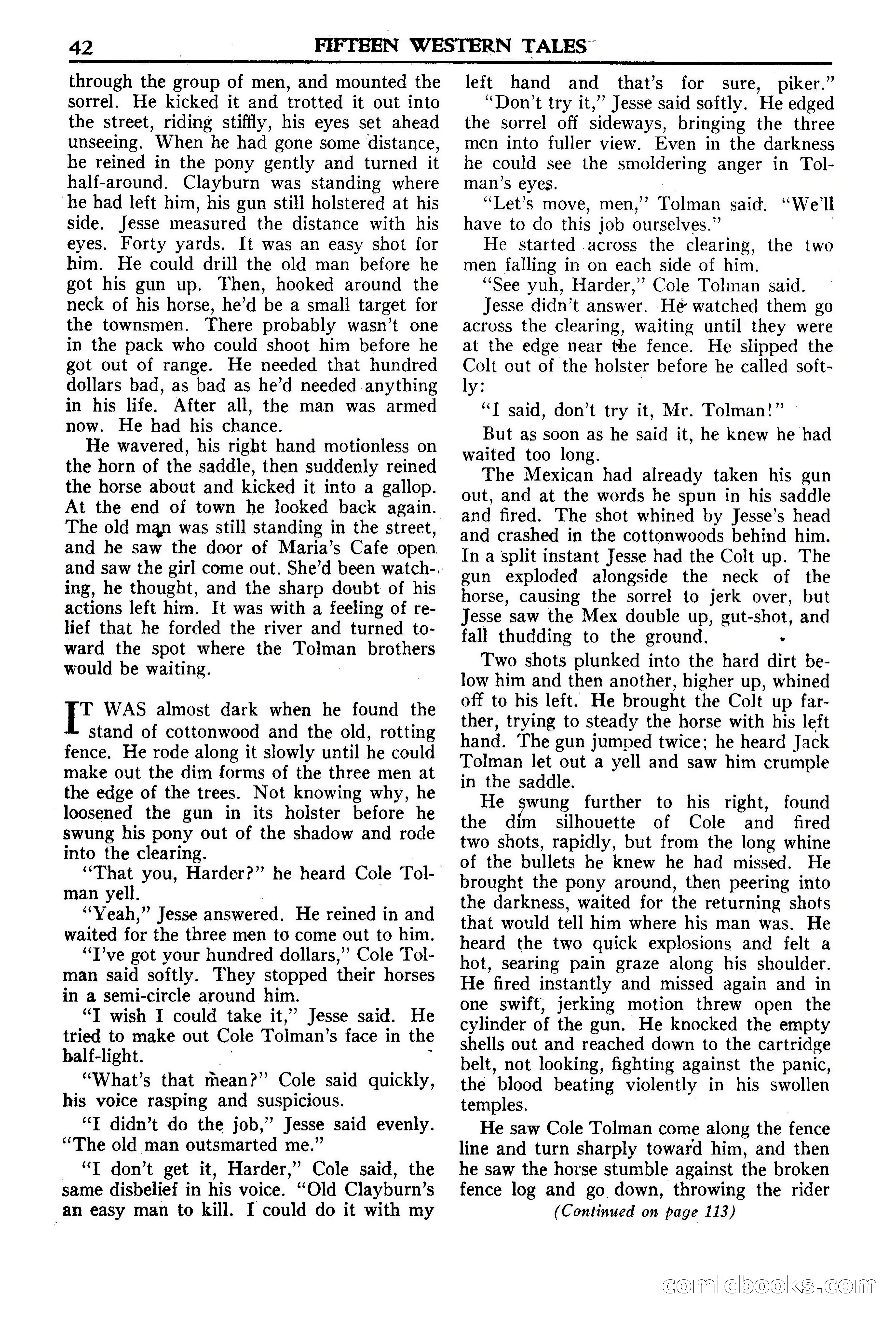 Fifteen Western Tales, January 1953 — page 42: Pulp Fiction, 1953