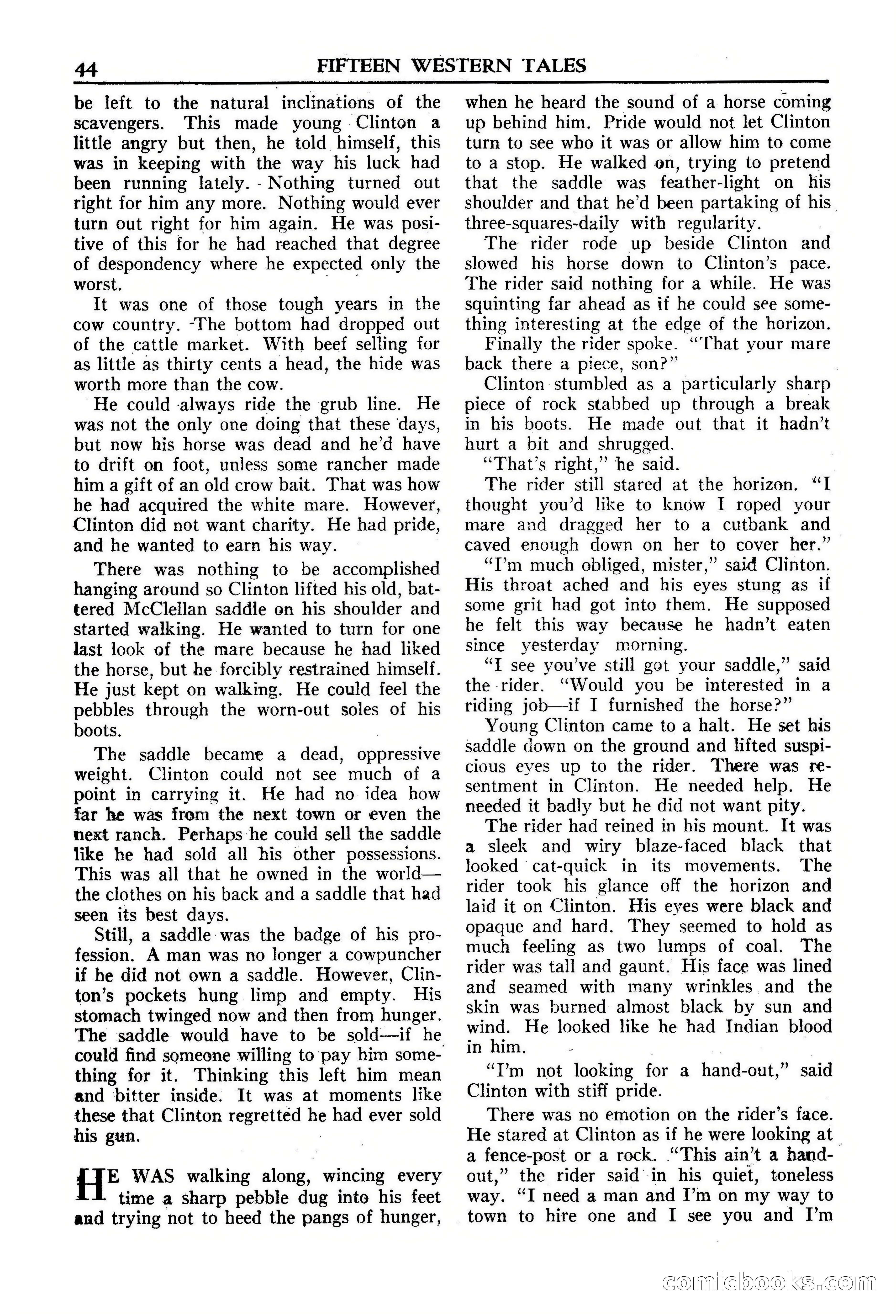 Fifteen Western Tales, January 1953 — page 44: Pulp Fiction, 1953