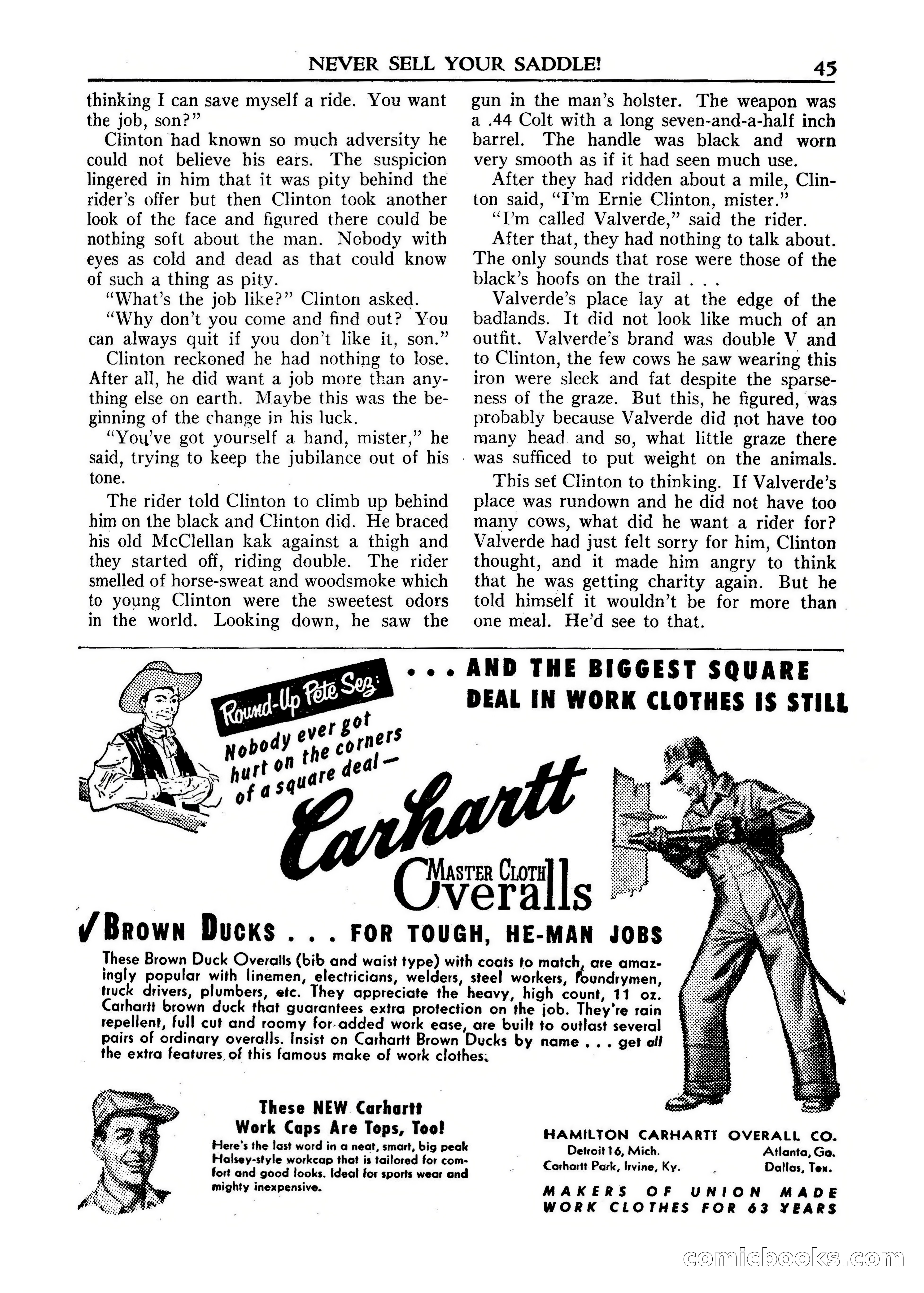 Fifteen Western Tales, January 1953 — page 45: Pulp Fiction, 1953
