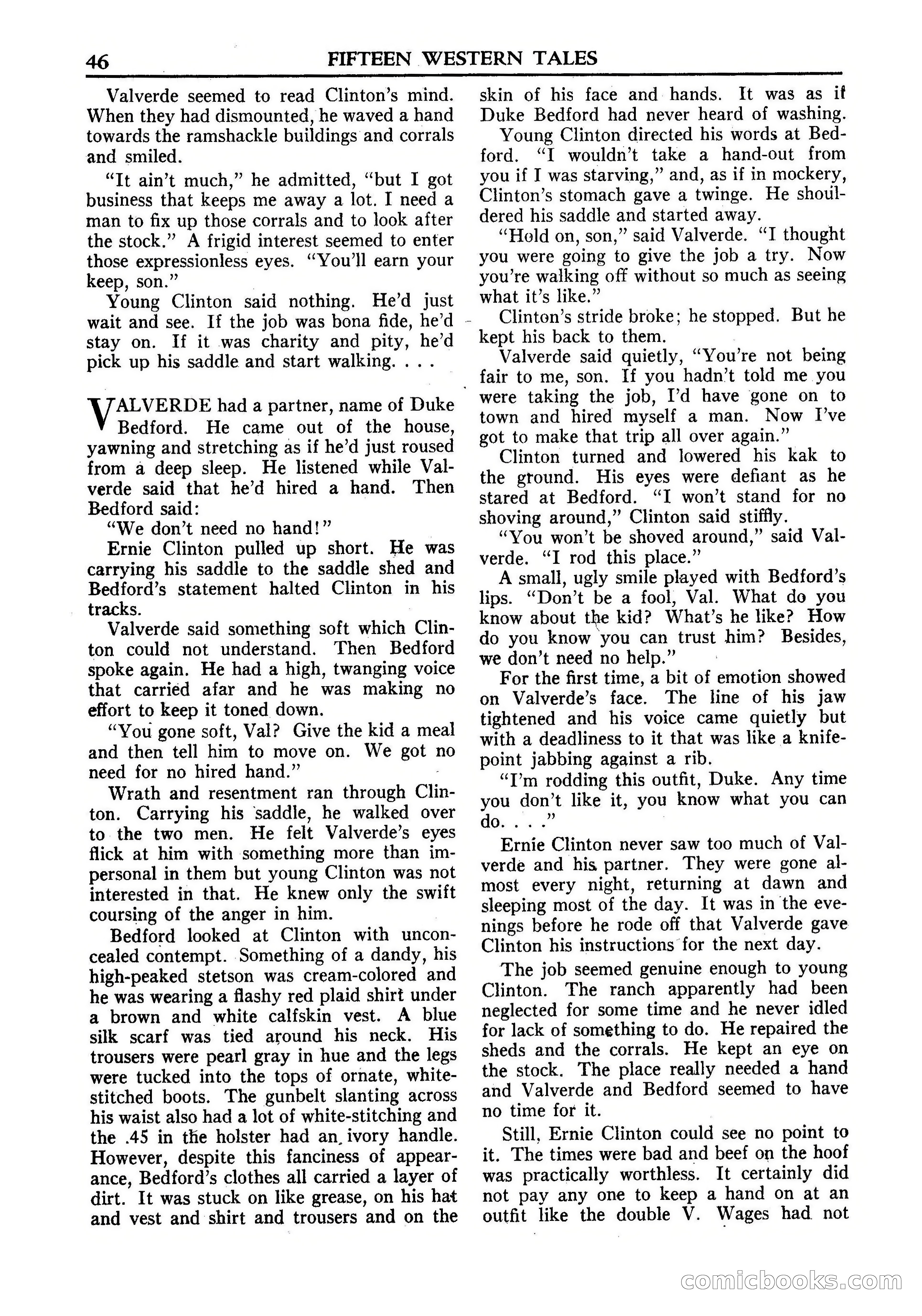 Fifteen Western Tales, January 1953 — page 46: Pulp Fiction, 1953