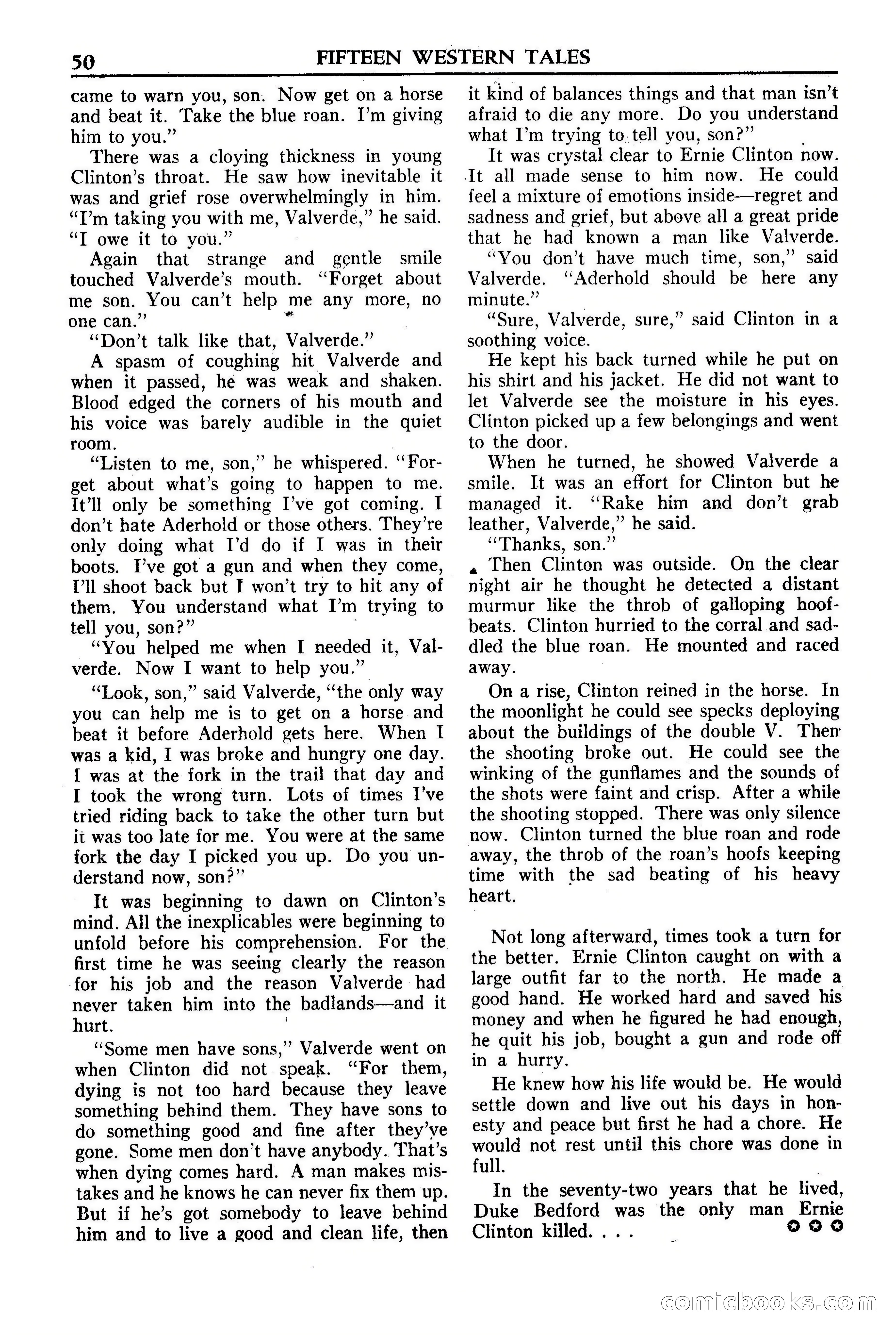 Fifteen Western Tales, January 1953 — page 50: Pulp Fiction, 1953