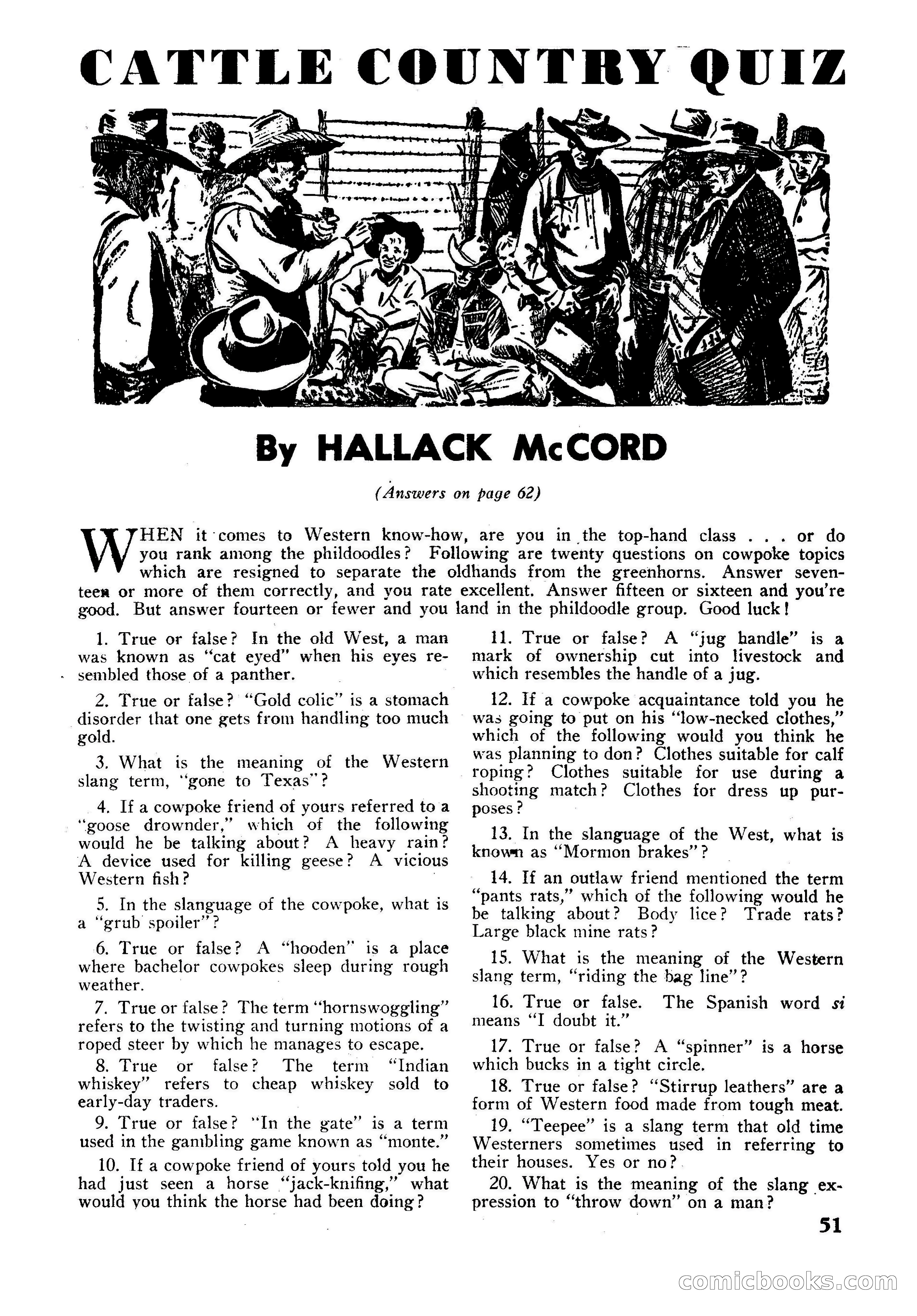 Fifteen Western Tales, January 1953 — page 51: Pulp Fiction, 1953