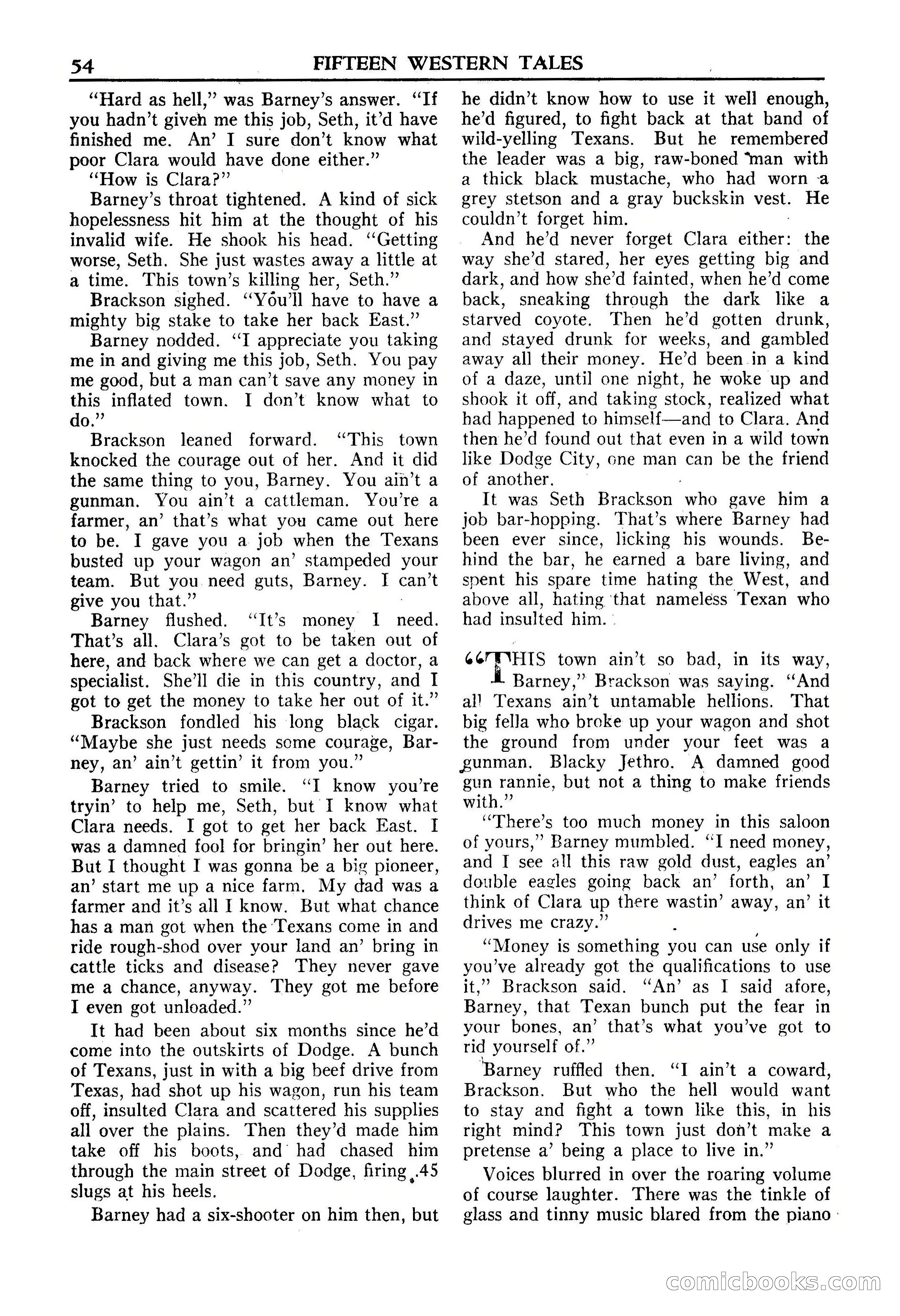 Fifteen Western Tales, January 1953 — page 54: Pulp Fiction, 1953