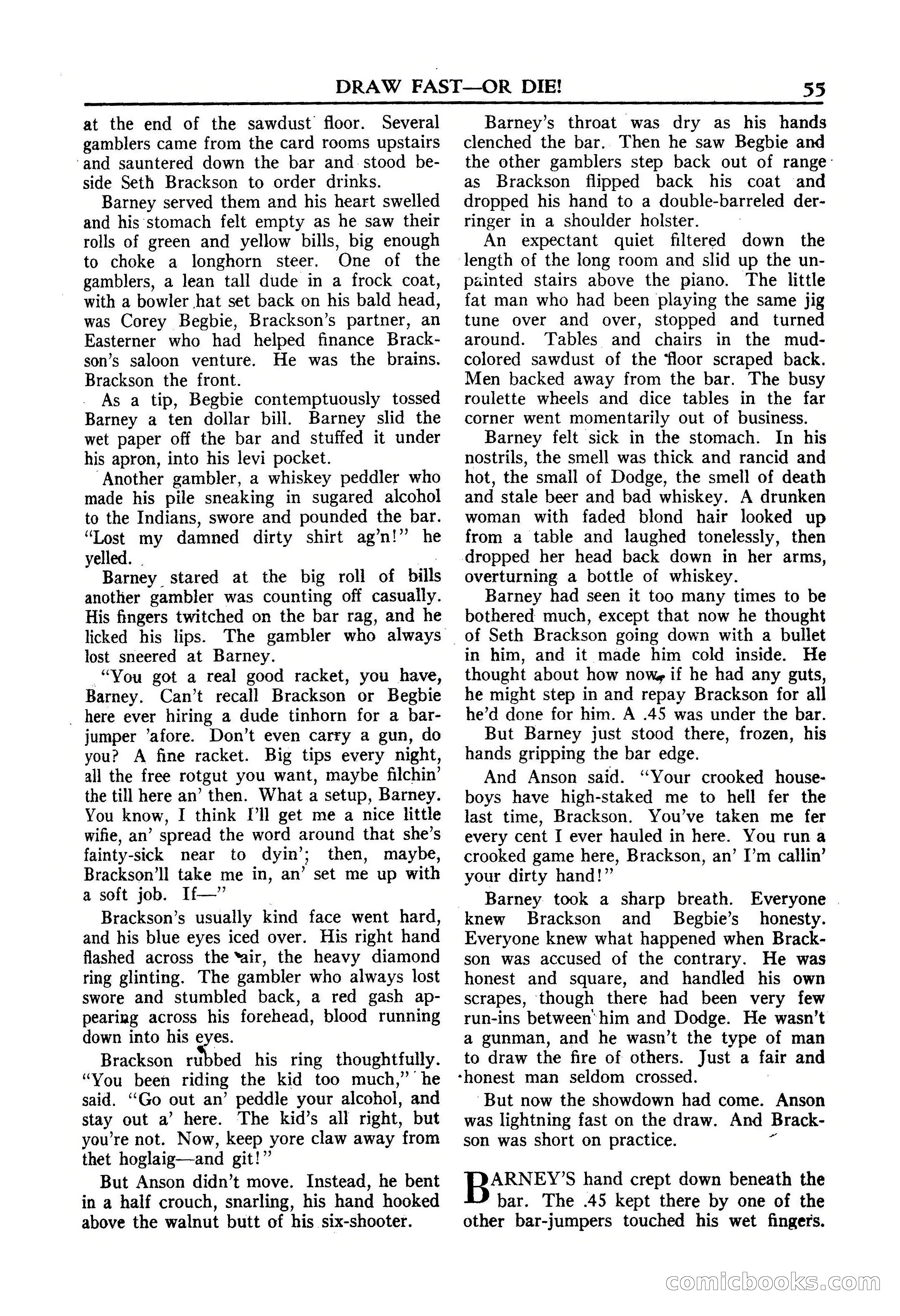 Fifteen Western Tales, January 1953 — page 55: Pulp Fiction, 1953