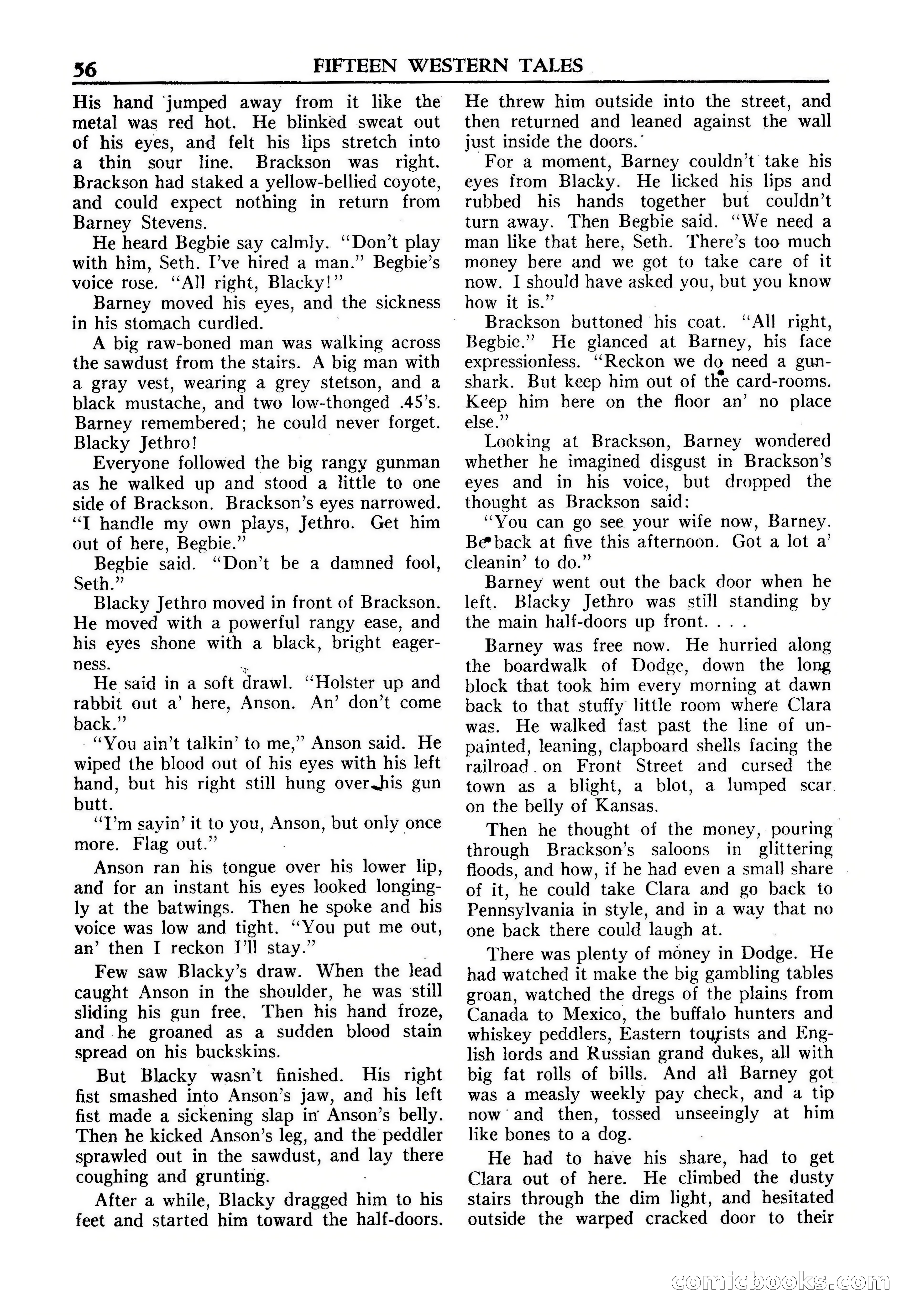 Fifteen Western Tales, January 1953 — page 56: Pulp Fiction, 1953