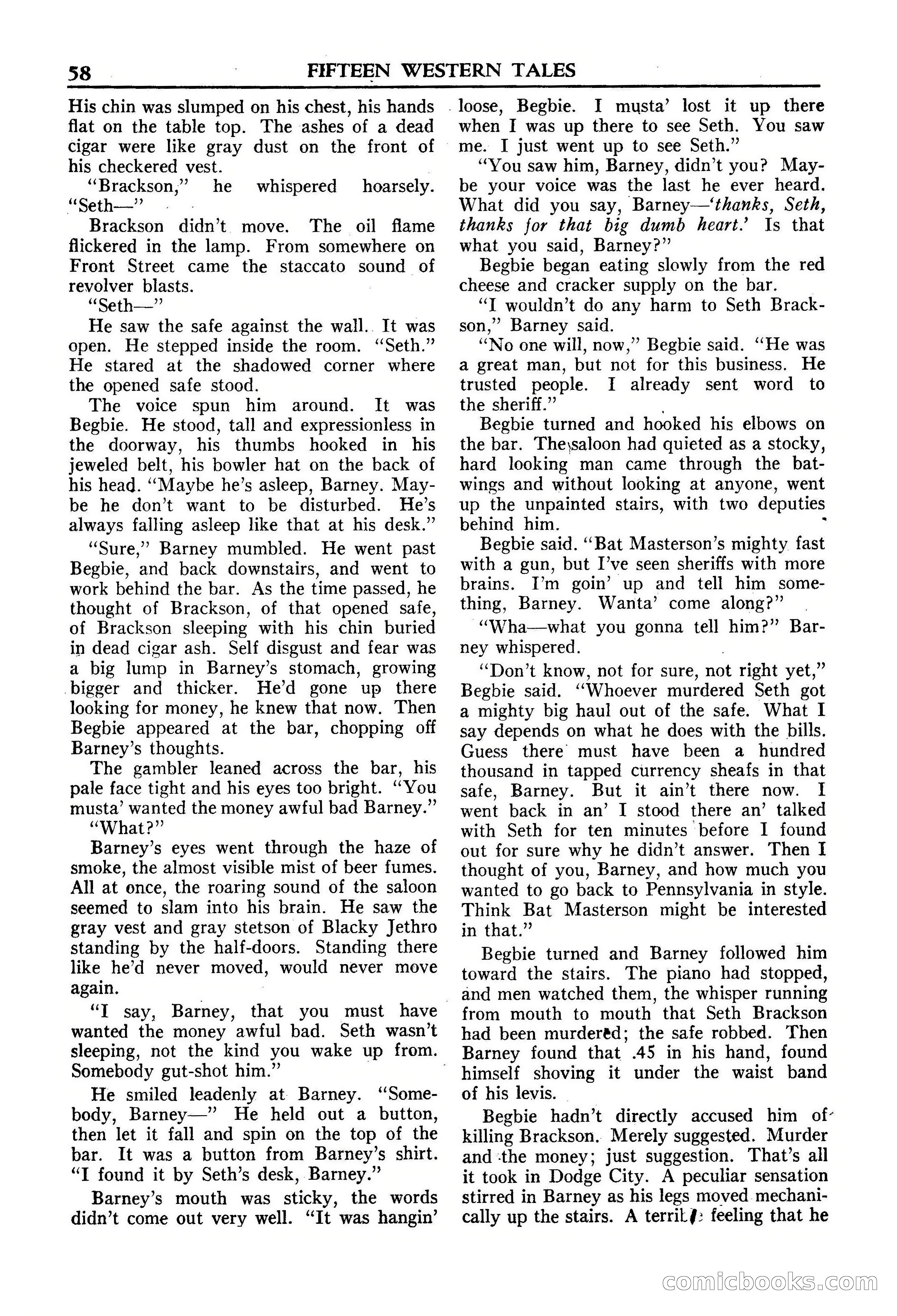 Fifteen Western Tales, January 1953 — page 58: Pulp Fiction, 1953