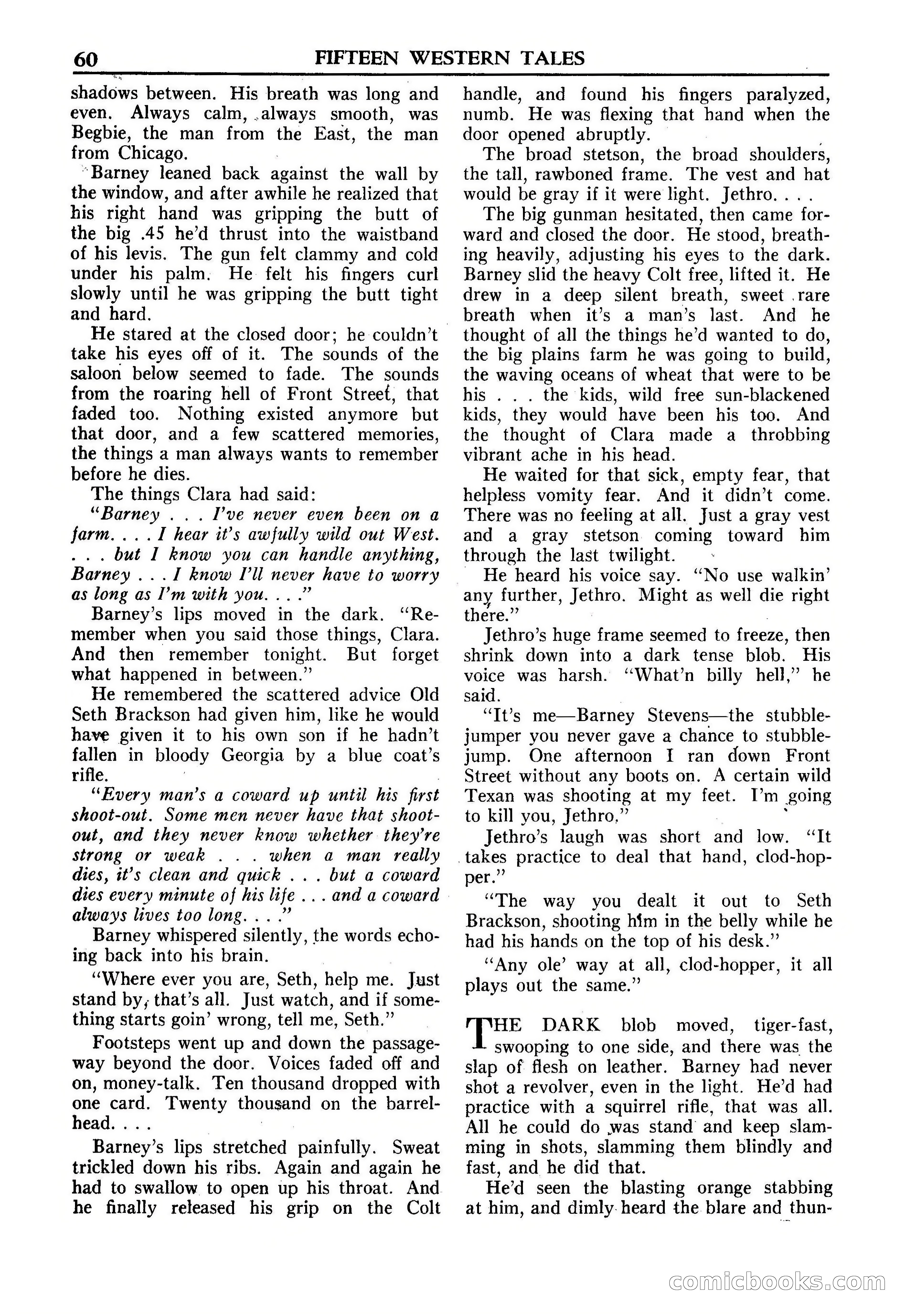Fifteen Western Tales, January 1953 — page 60: Pulp Fiction, 1953