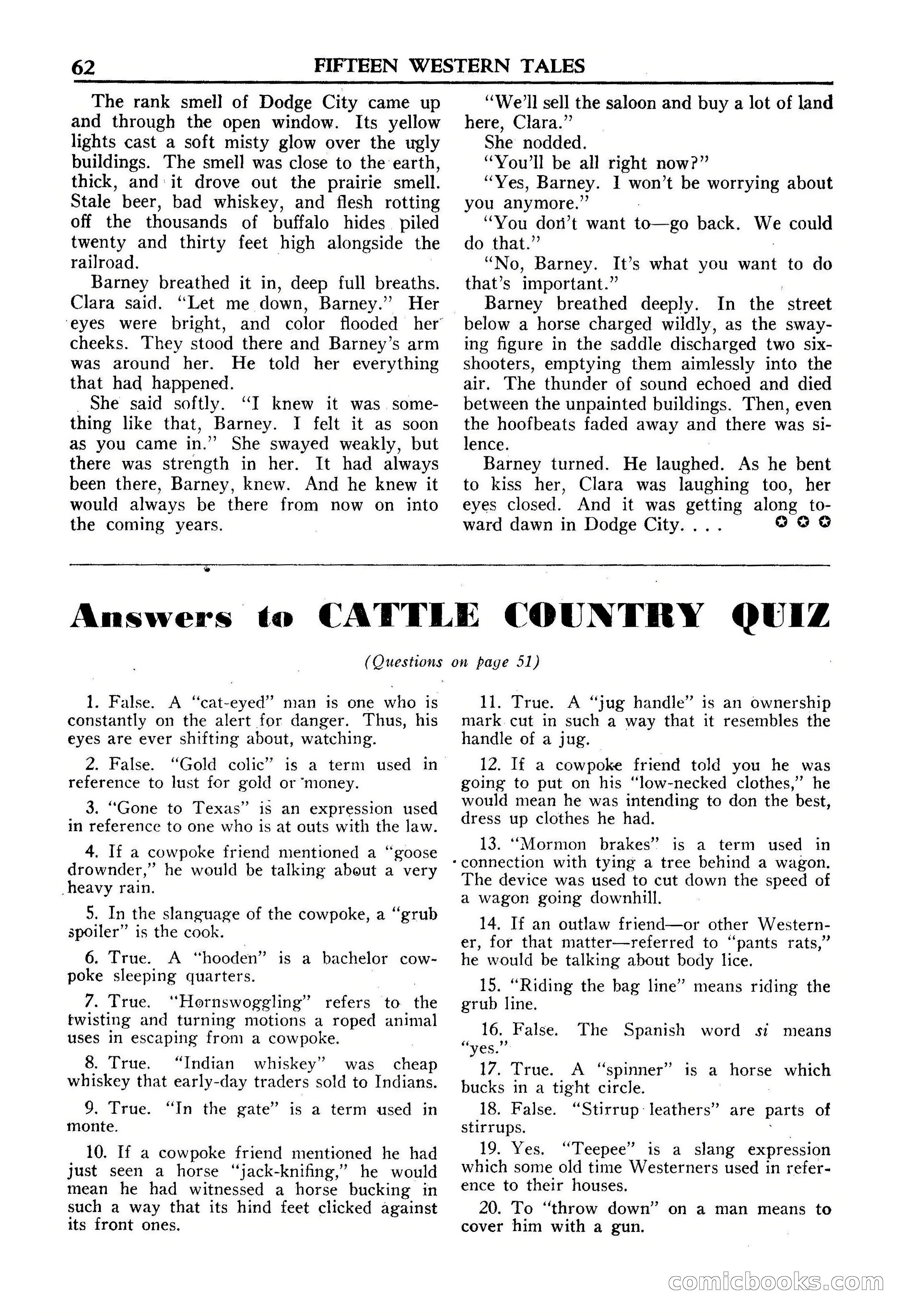 Fifteen Western Tales, January 1953 — page 62: Pulp Fiction, 1953
