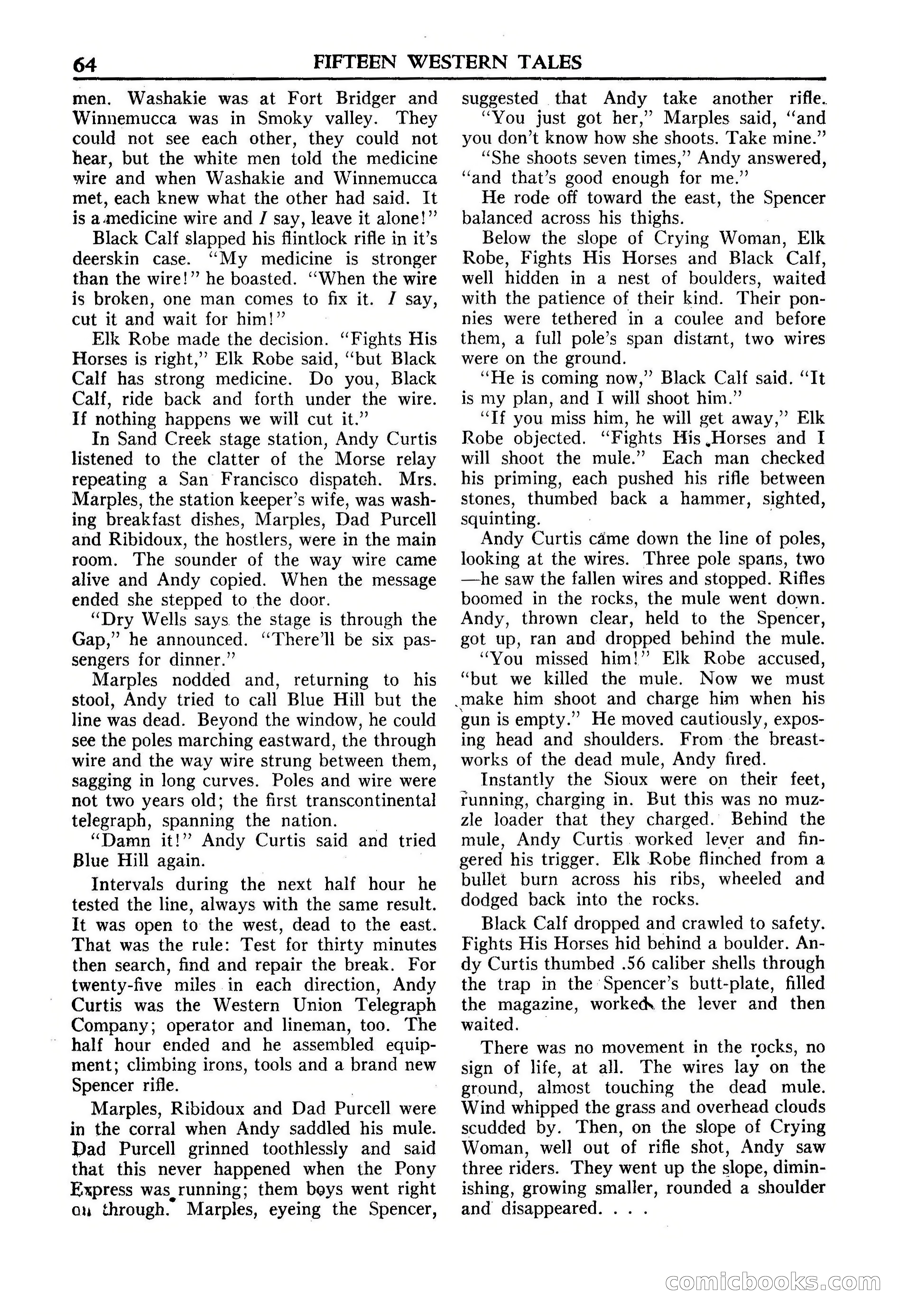 Fifteen Western Tales, January 1953 — page 64: Pulp Fiction, 1953