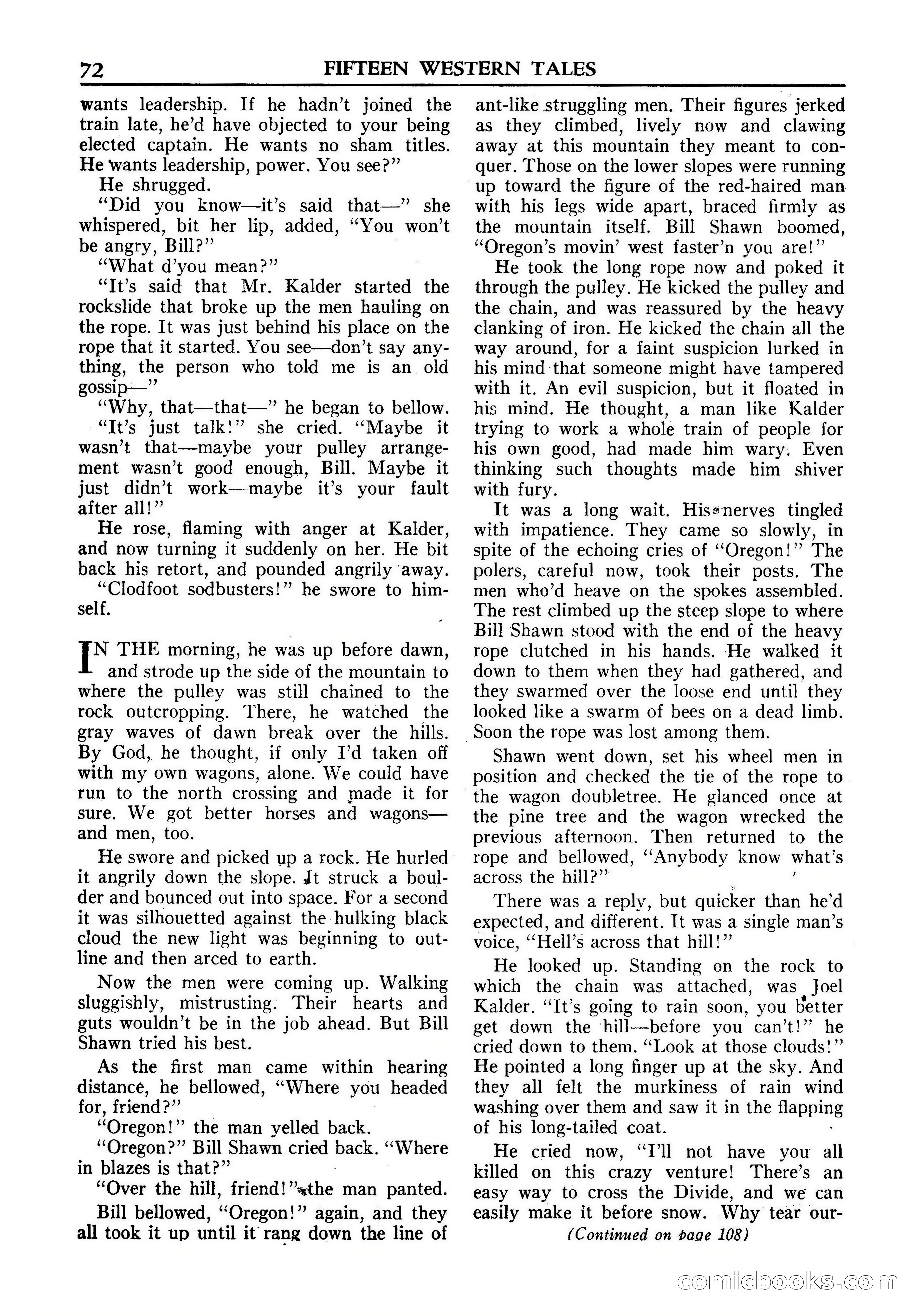 Fifteen Western Tales, January 1953 — page 72: Pulp Fiction, 1953