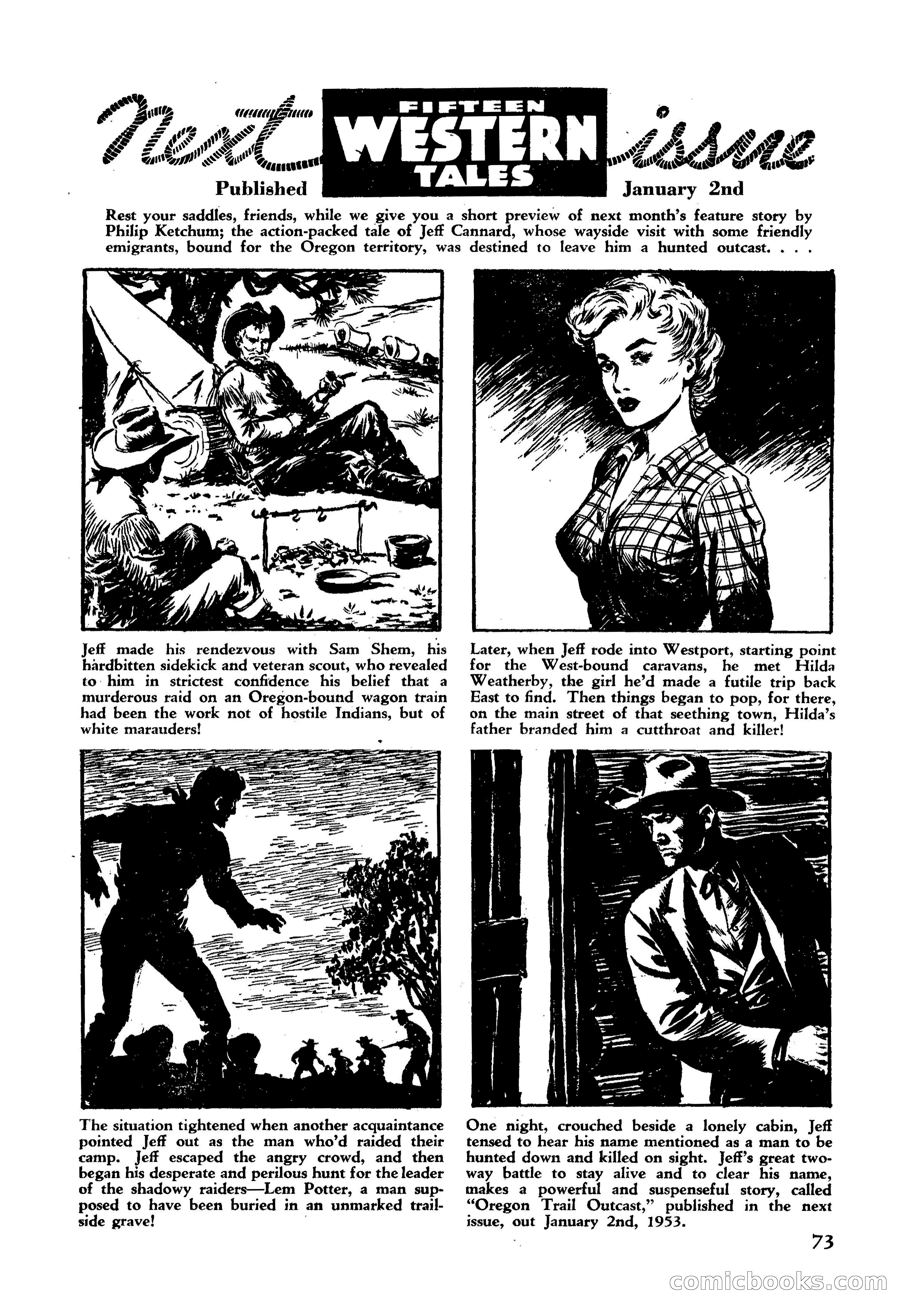 Fifteen Western Tales, January 1953 — page 73: Pulp Fiction, 1953
