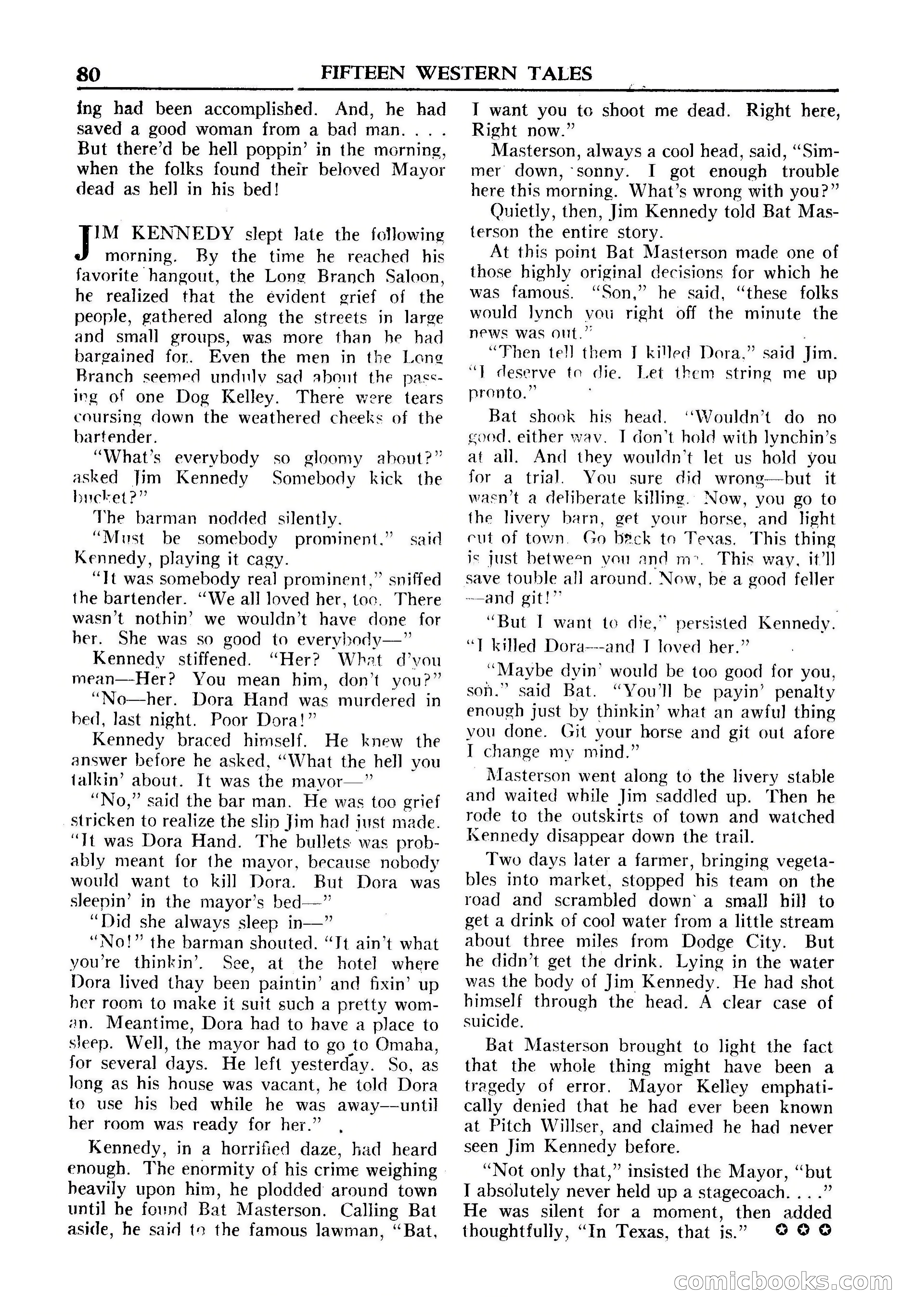 Fifteen Western Tales, January 1953 — page 80: Pulp Fiction, 1953