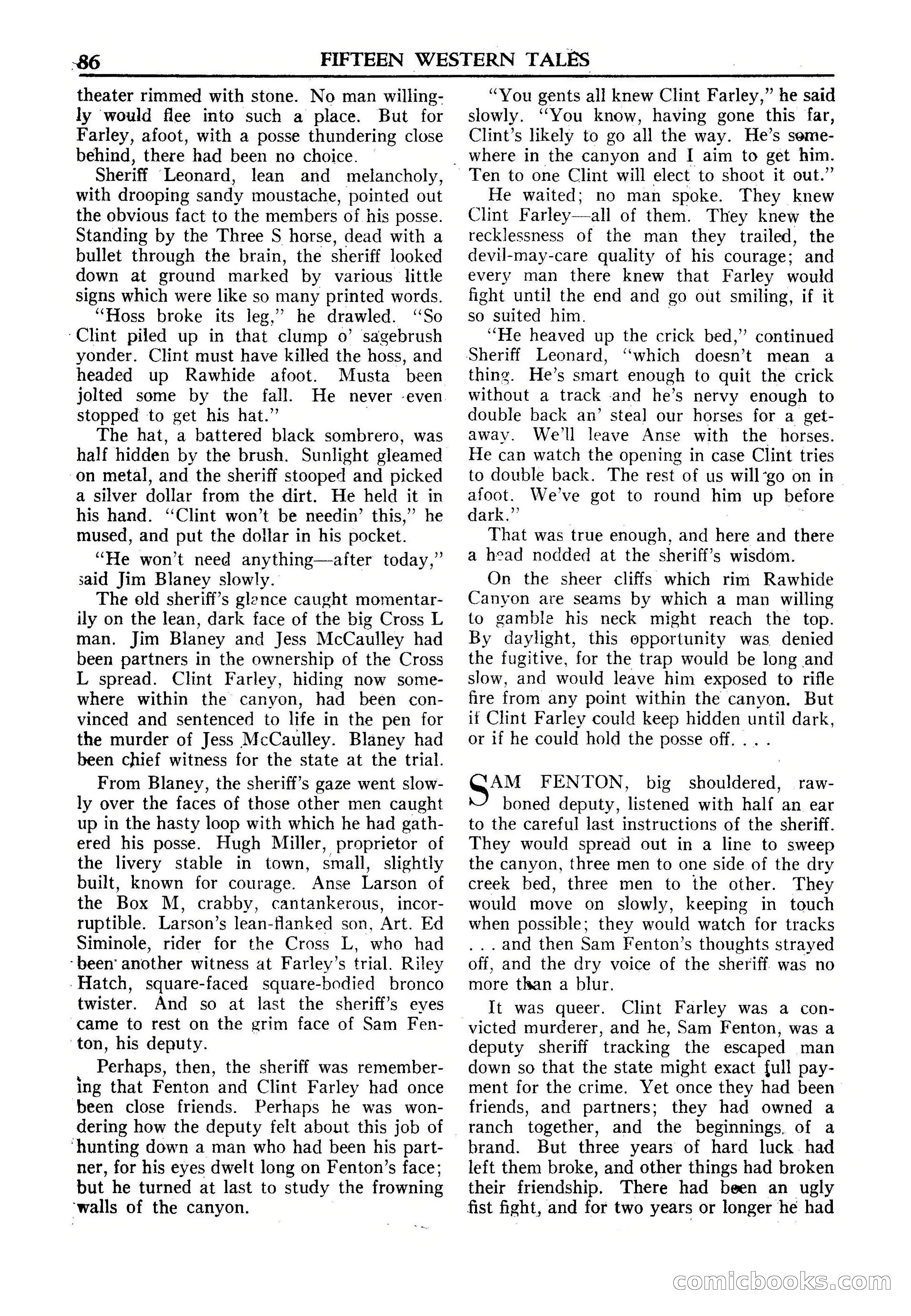 Fifteen Western Tales, January 1953 — page 86: Pulp Fiction, 1953