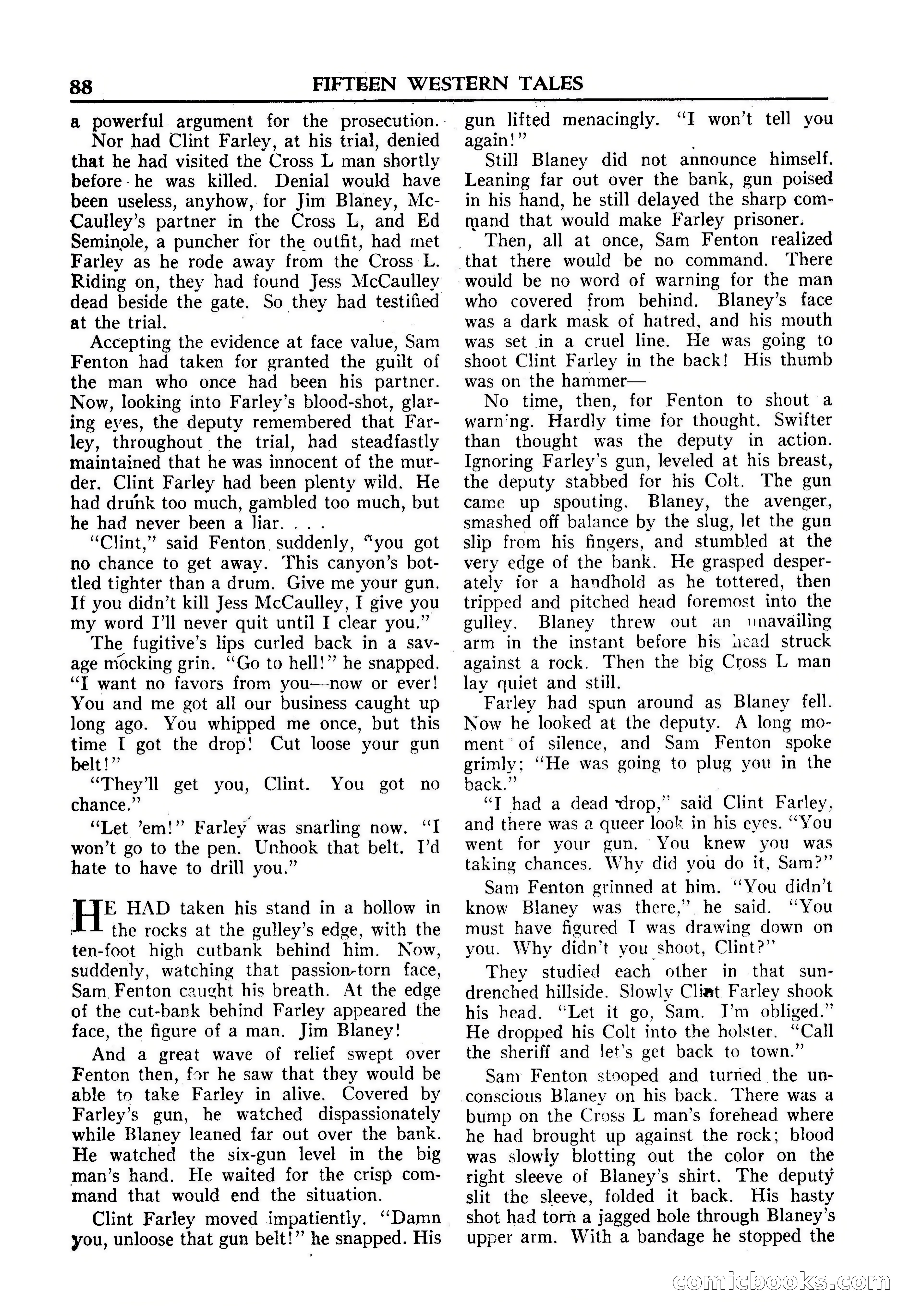 Fifteen Western Tales, January 1953 — page 88: Pulp Fiction, 1953
