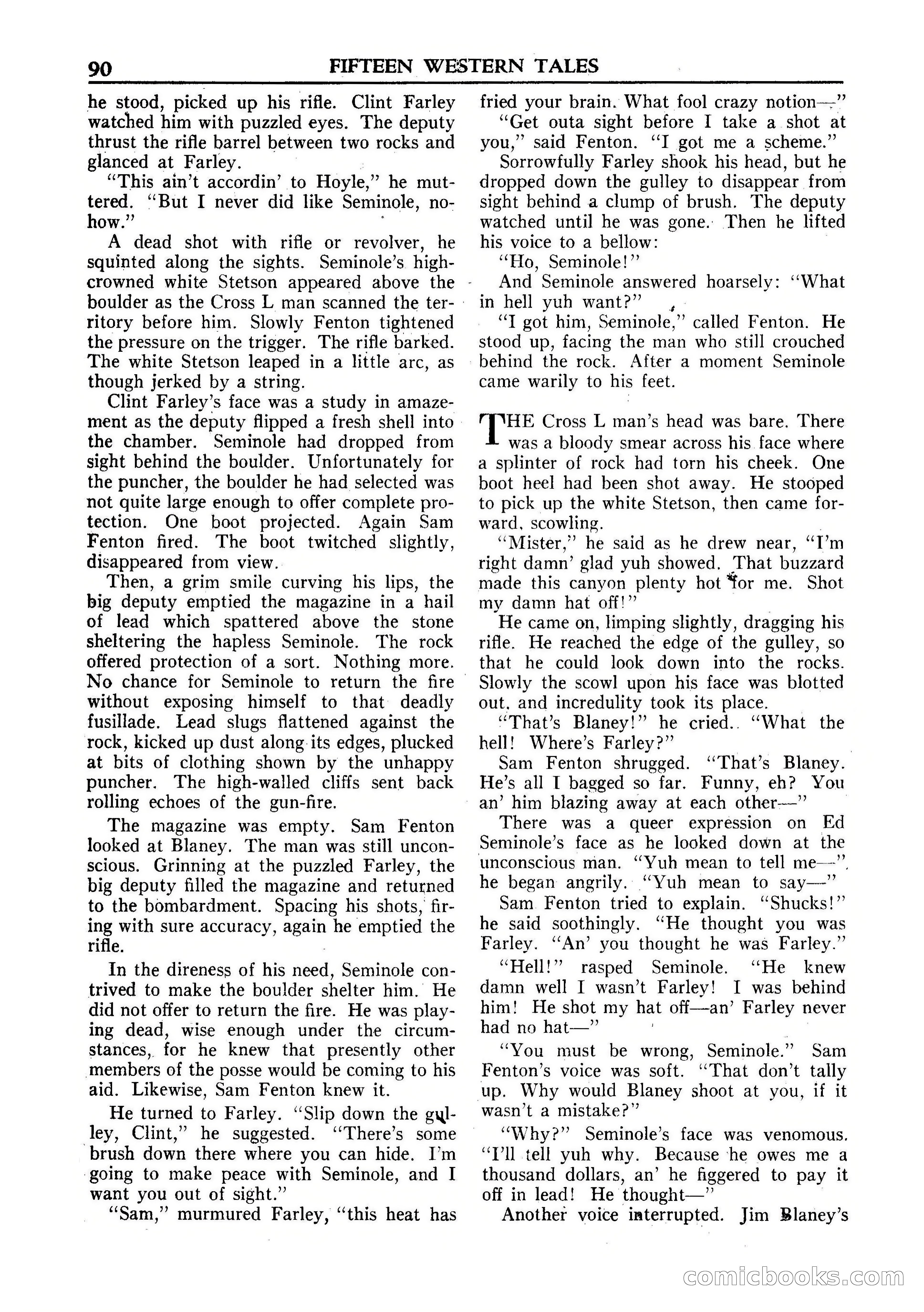 Fifteen Western Tales, January 1953 — page 90: Pulp Fiction, 1953